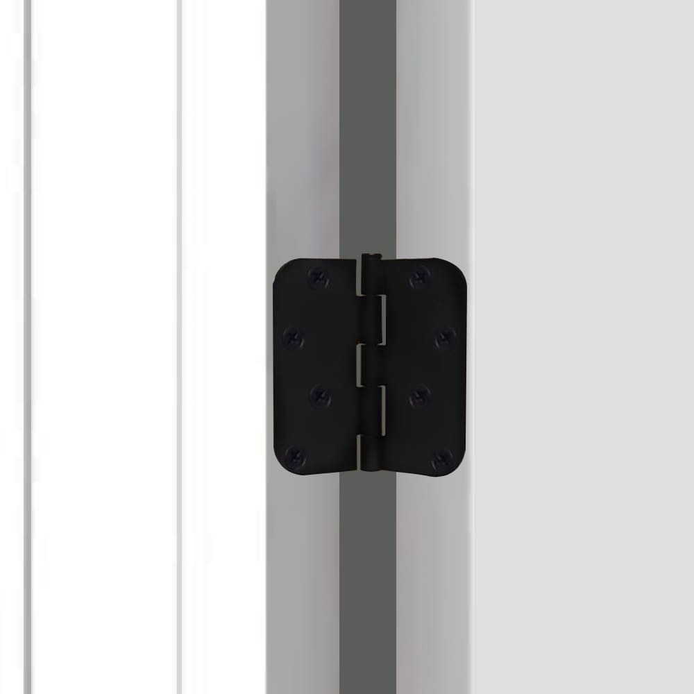 slide 6 of 6, RELIABILT 4-in H x 5/8-in Radius Matte Black Mortise Interior/Exterior Door Hinge, 1 ct