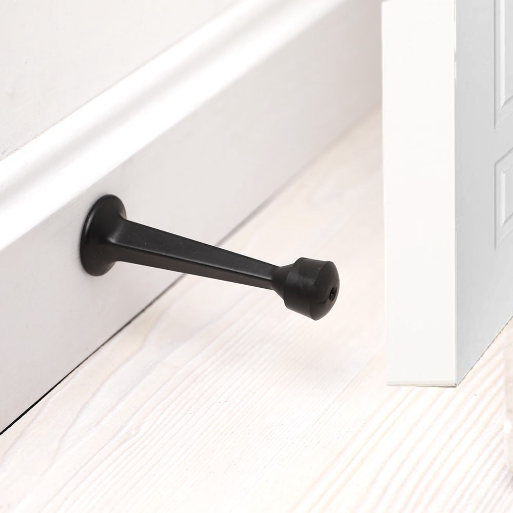 slide 2 of 6, RELIABILT 3-in Black Rigid Door Stop, 1 ct