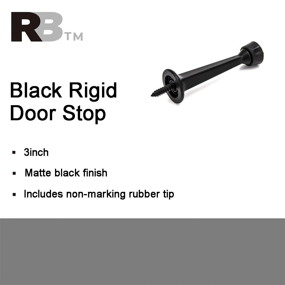 slide 2 of 6, RELIABILT 3-in Black Rigid Door Stop, 1 ct