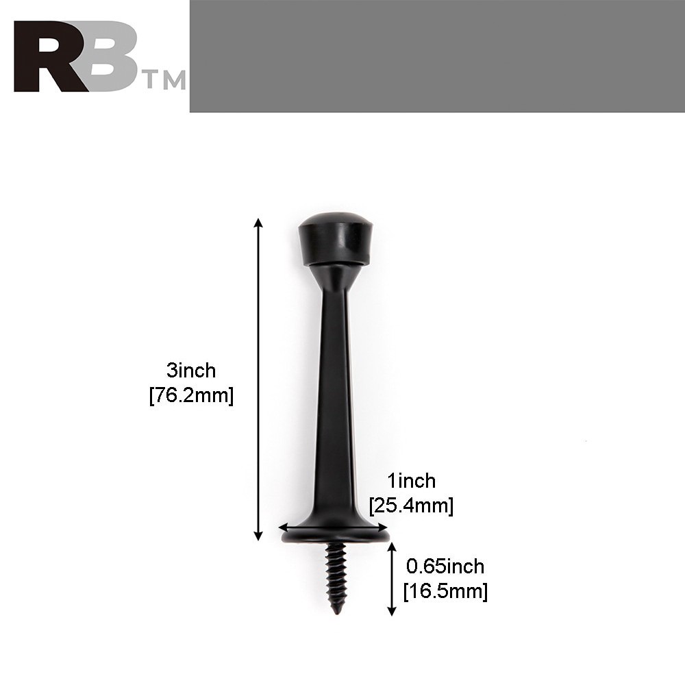 slide 3 of 6, RELIABILT 3-in Black Rigid Door Stop, 1 ct