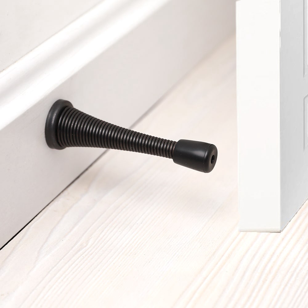 slide 4 of 6, RELIABILT 3-in Black Spring Door Stop, 1 ct