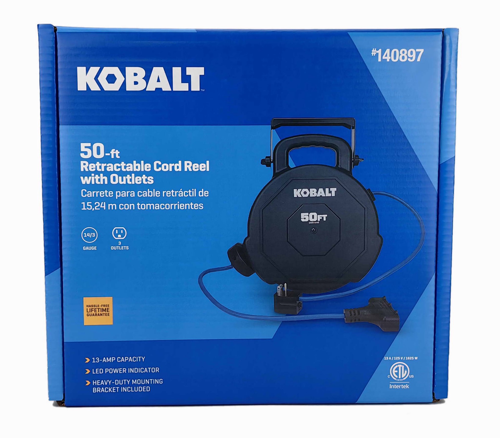 slide 2 of 5, Kobalt 50 Ft Retractable Cord Reel, 1 ct