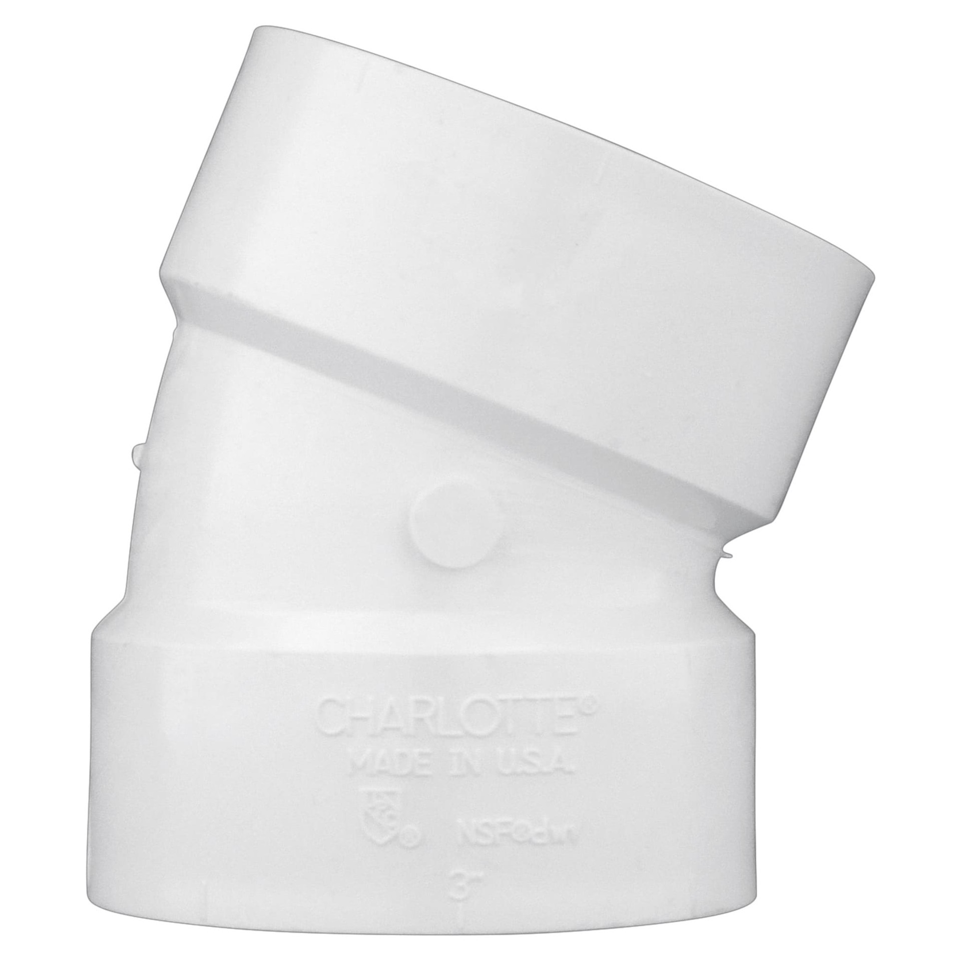 slide 3 of 6, Charlotte Pipe 3-in x 22.5-Degree Schedule 30 PVC DWV Elbow, 1 ct