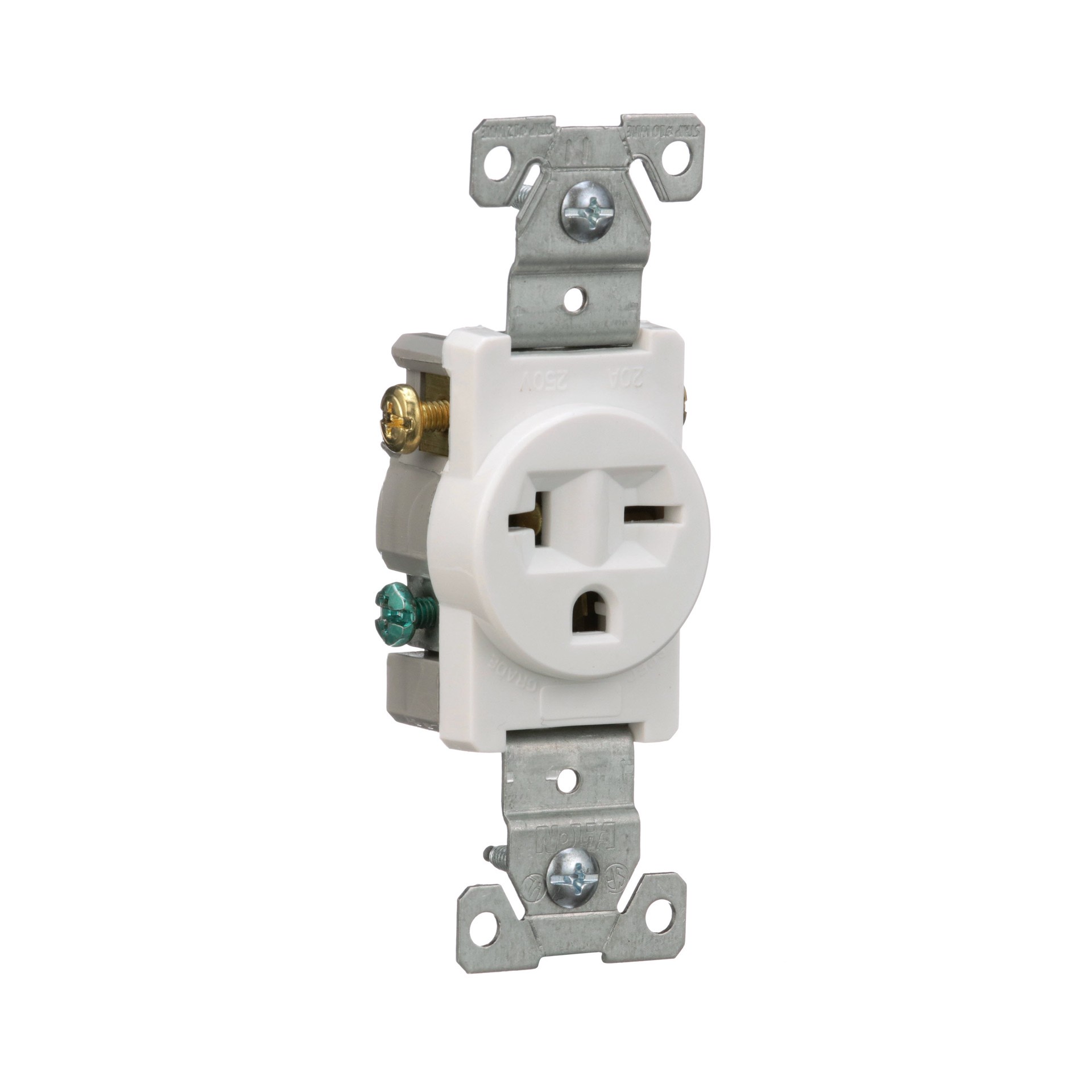 slide 6 of 6, 20 -Amp 250-volt Commercial Round Outlet , White, 1 ct
