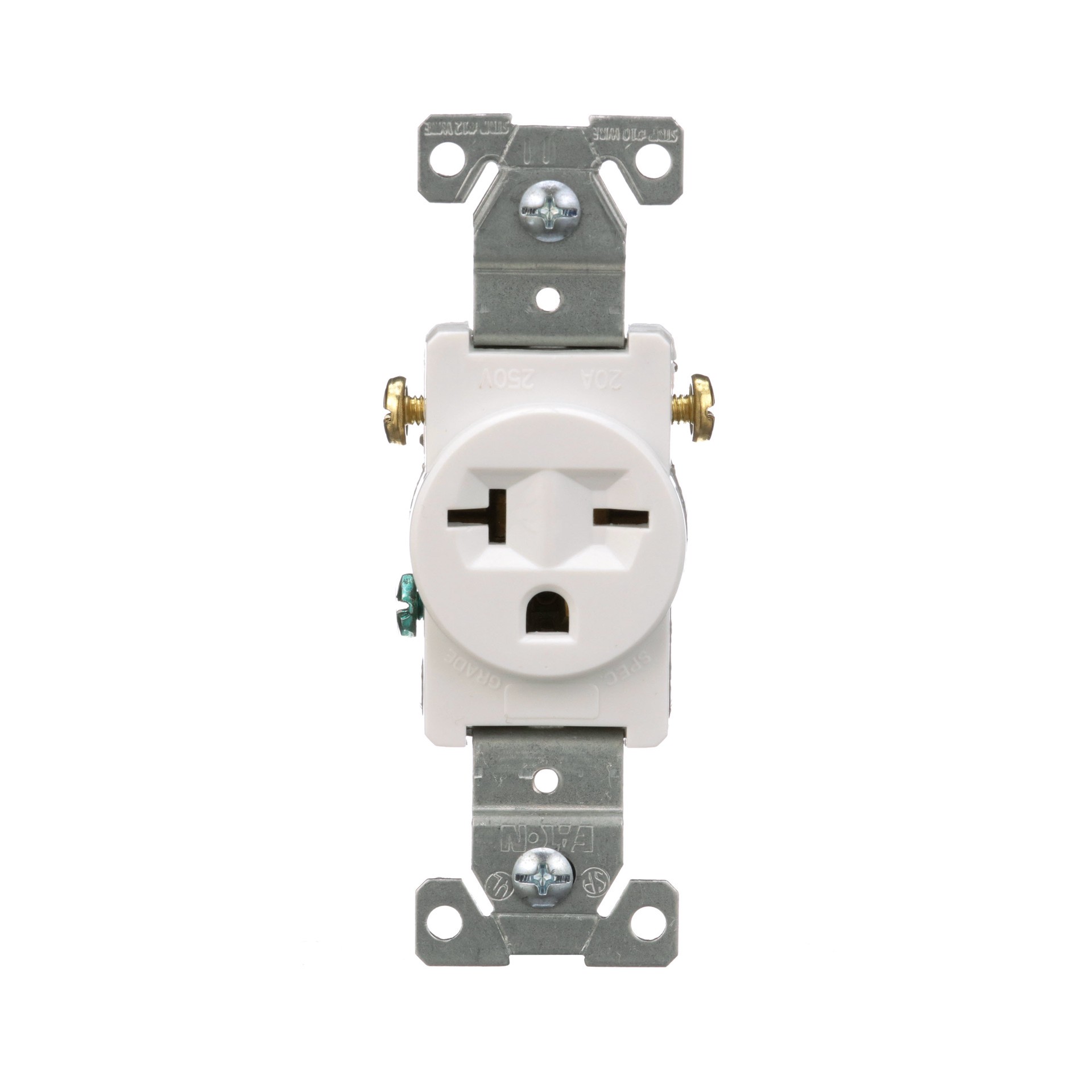 slide 1 of 6, 20 -Amp 250-volt Commercial Round Outlet , White, 1 ct