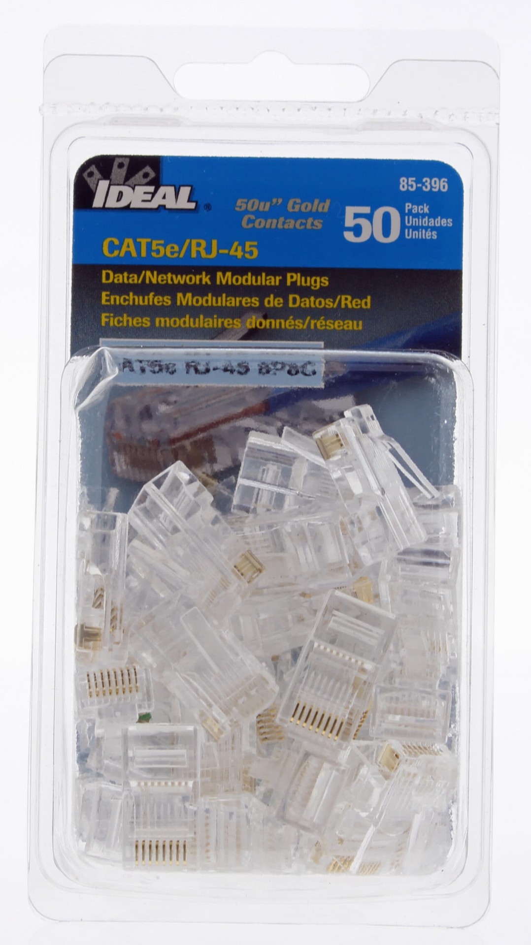 slide 3 of 6, IDEAL 50 -Pack Cat5e RJ45 Modular plug, 1 ct