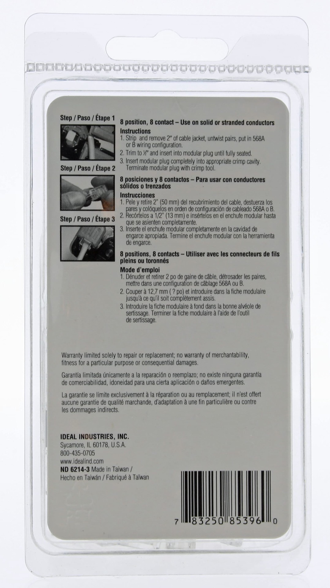 slide 5 of 6, IDEAL 50 -Pack Cat5e RJ45 Modular plug, 1 ct