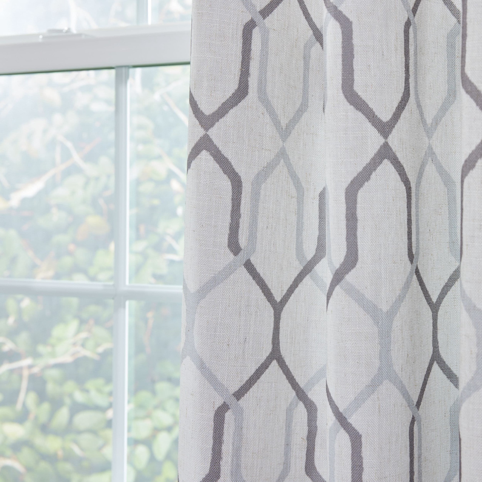 slide 3 of 6, allen + roth 95.0-in Mushroom Geometric Blackout Thermal lined Grommet Single curtain panel, 1 ct