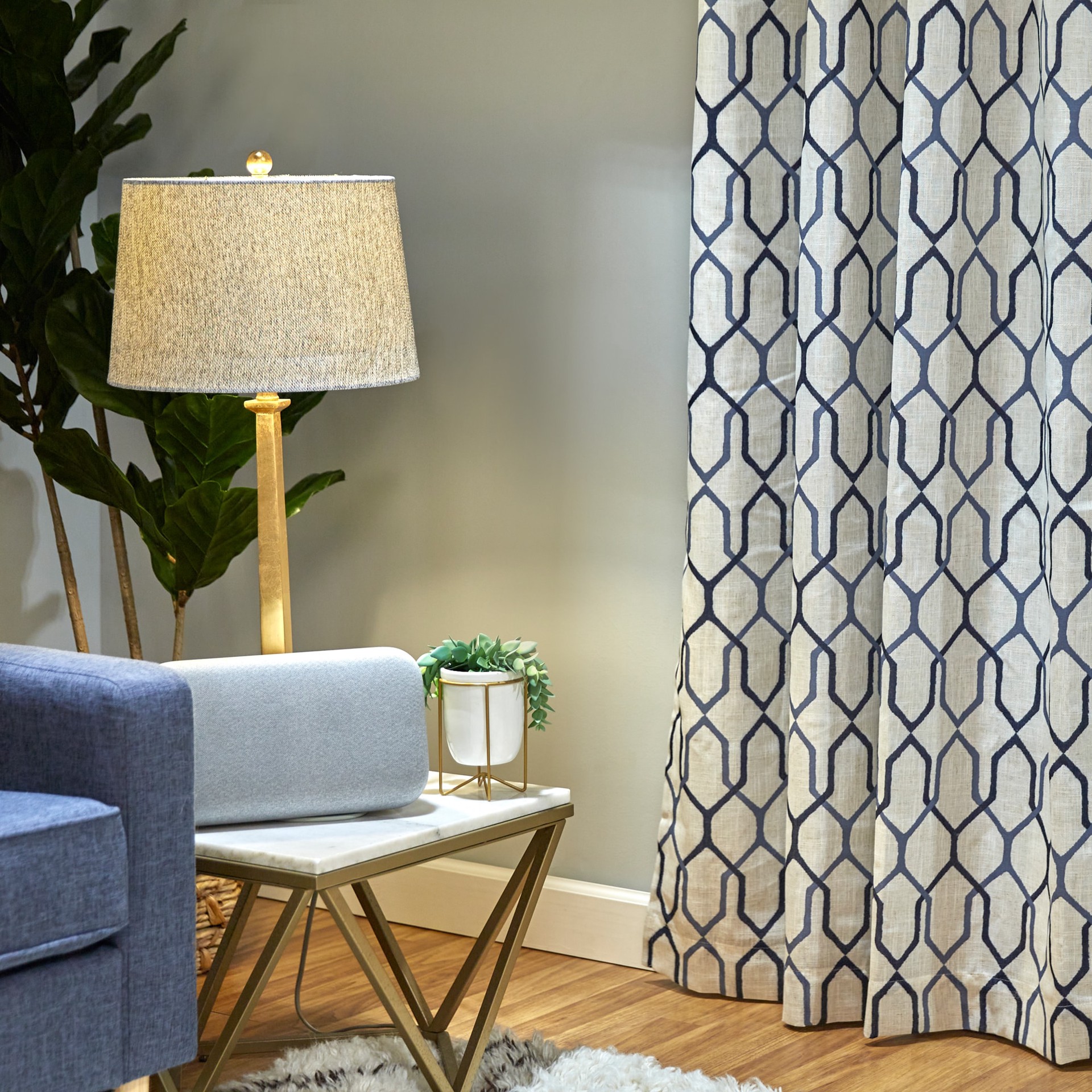 slide 4 of 6, allen + roth 95.0-in Admiral Geometric Blackout Thermal lined Grommet Single curtain panel, 1 ct