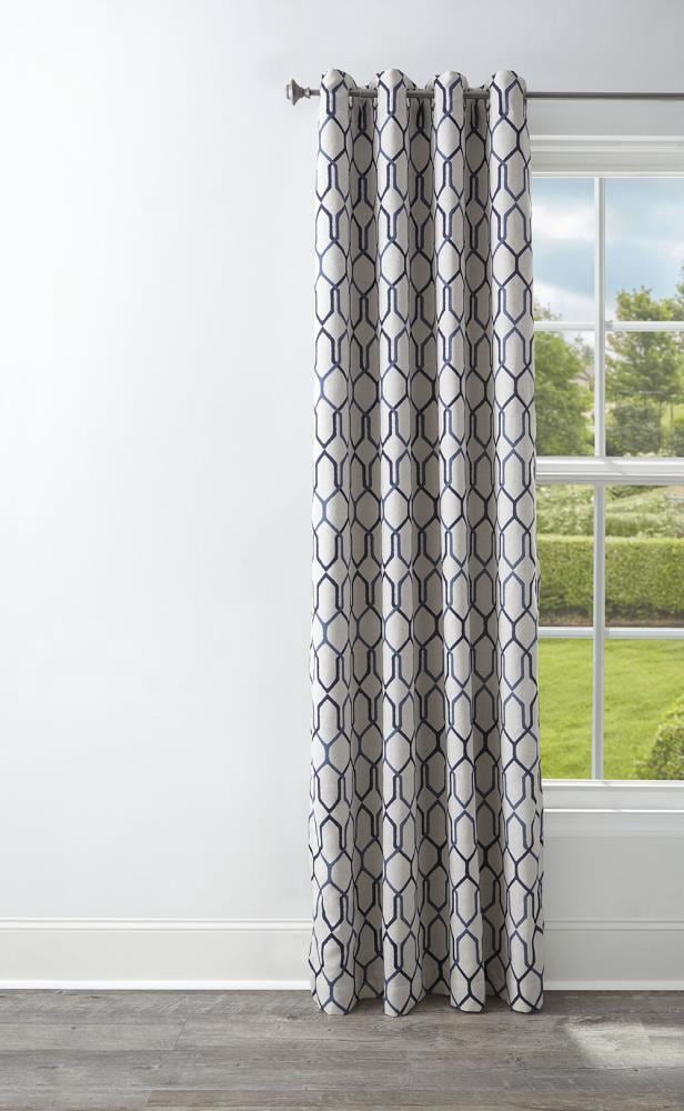 slide 1 of 6, allen + roth 95.0-in Admiral Geometric Blackout Thermal lined Grommet Single curtain panel, 1 ct
