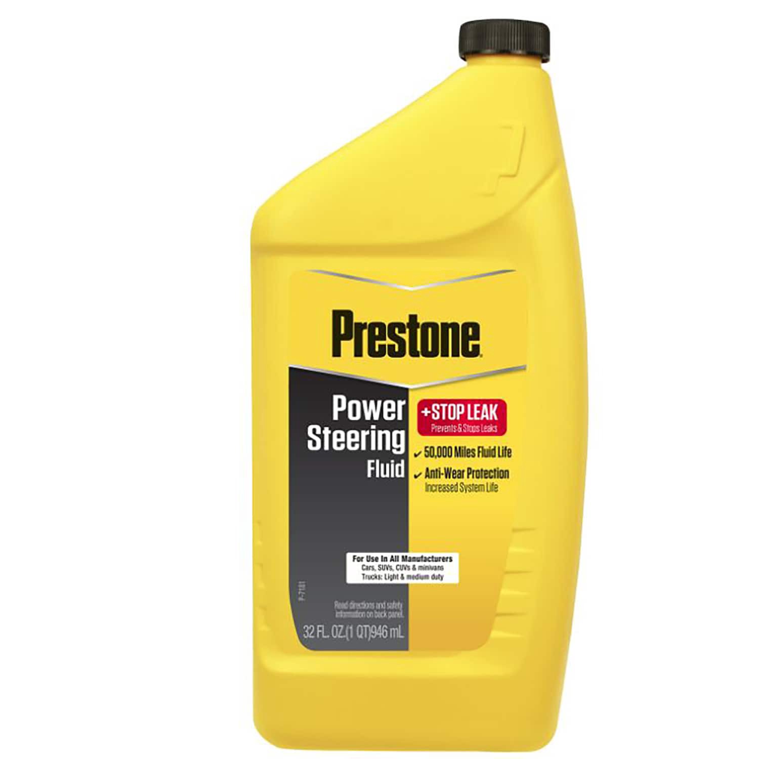 slide 1 of 5, Prestone 32 Fluid ounce(s) Power steering plus stop leak, 1 ct