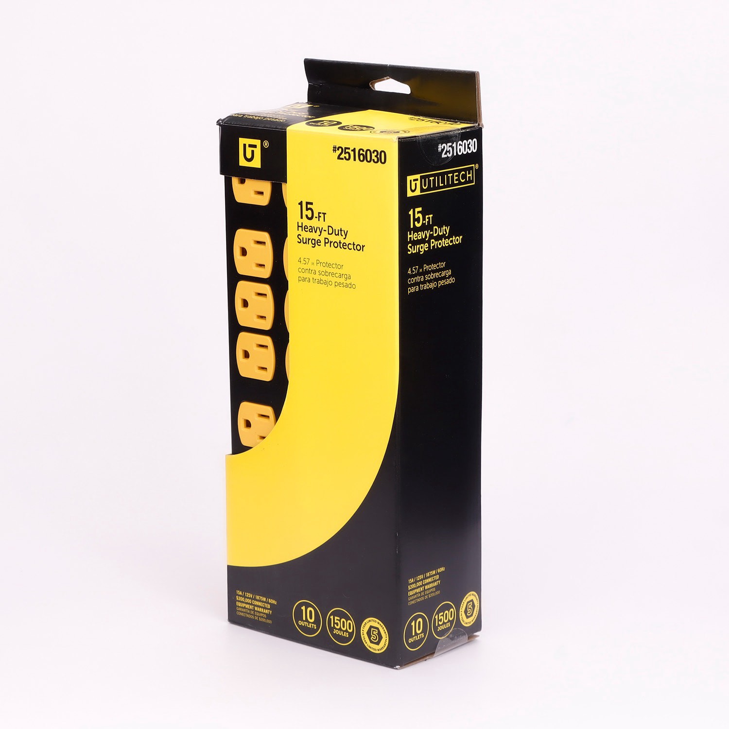 slide 4 of 6, Utilitech 15-ft 10 -Outlet Indoor Black Power Strip, 1 ct