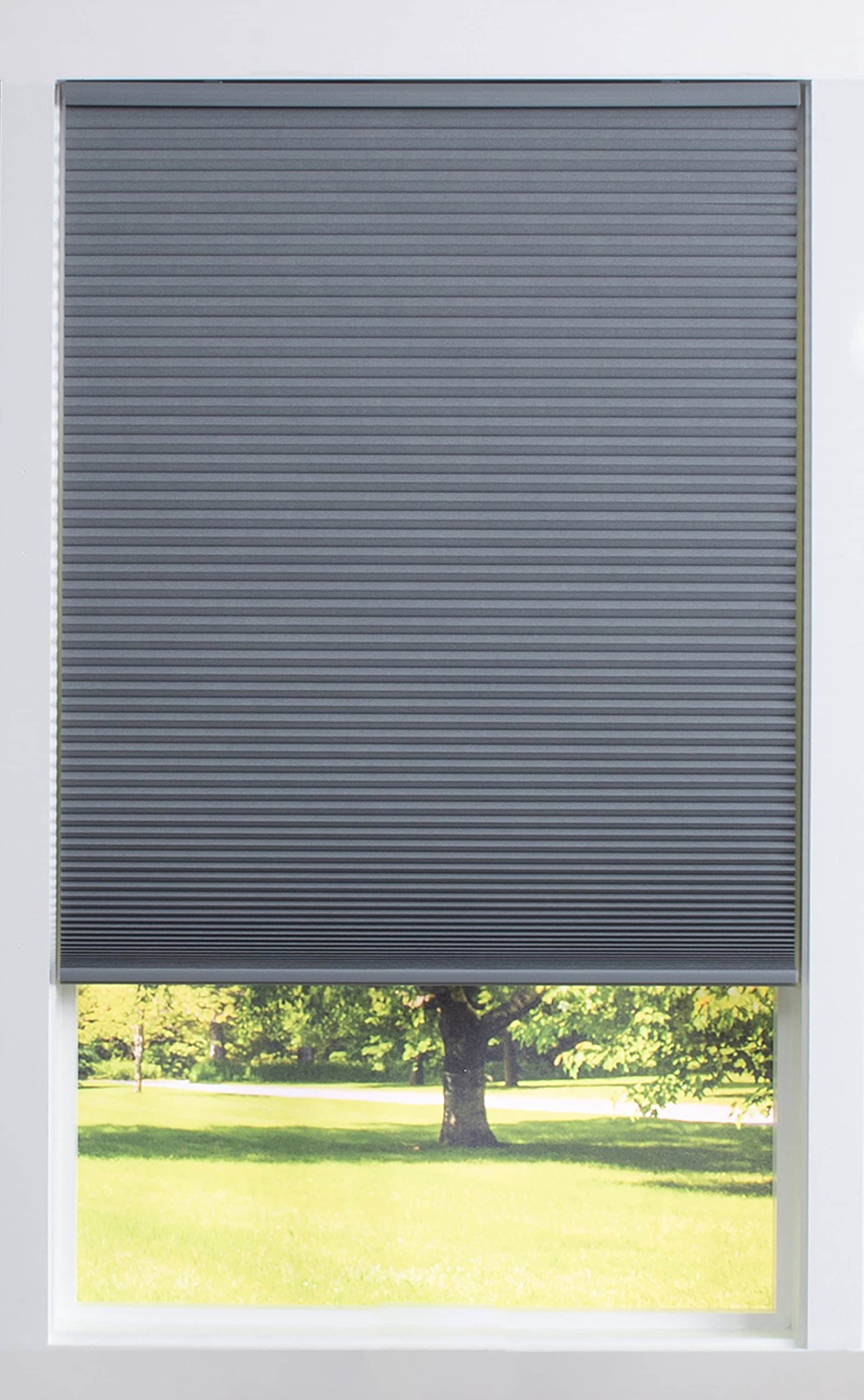slide 1 of 6, allen + roth 30-in x 64-in Gray Room Darkening Blackout Cordless Cellular Shade, 1 ct