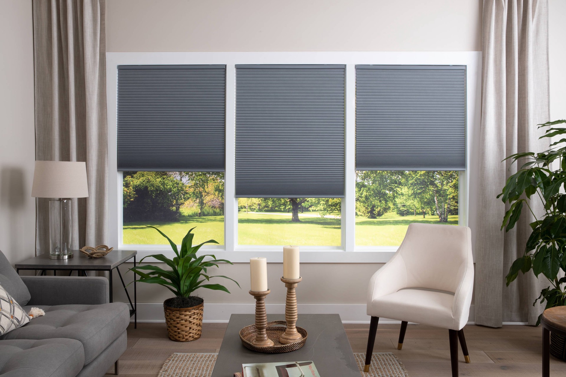 slide 6 of 6, allen + roth 47-in x 64-in Gray Blackout Cordless Cellular Shade, 1 ct