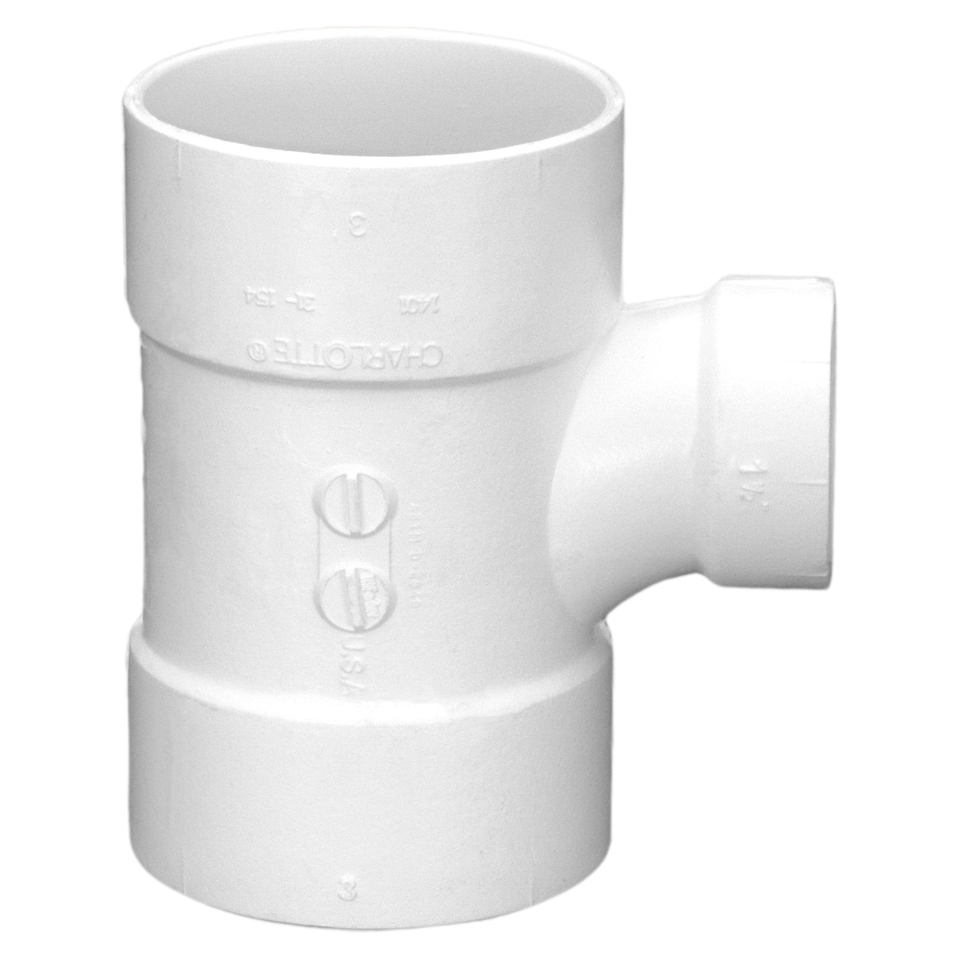 slide 4 of 6, Charlotte Pipe 3-in x 3-in x 1-1/2-in Schedule 30 PVC DWV Reducing Sanitary Tee, 1 ct