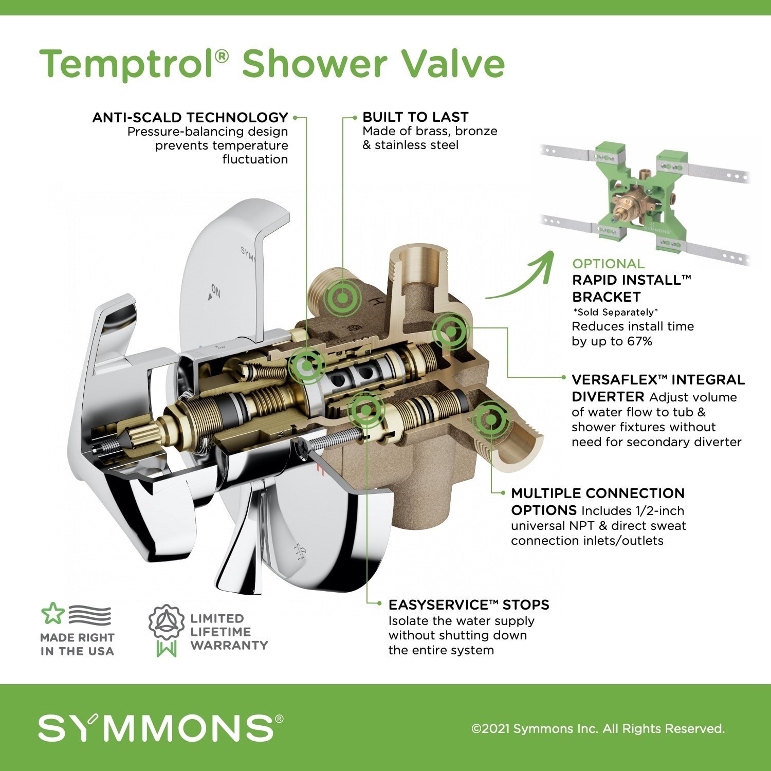 slide 2 of 5, Symmons Origins Polished Chrome 2.75-in Built-In Shower Faucet System ( Pressure-balanced Valve Included ), 1 ct