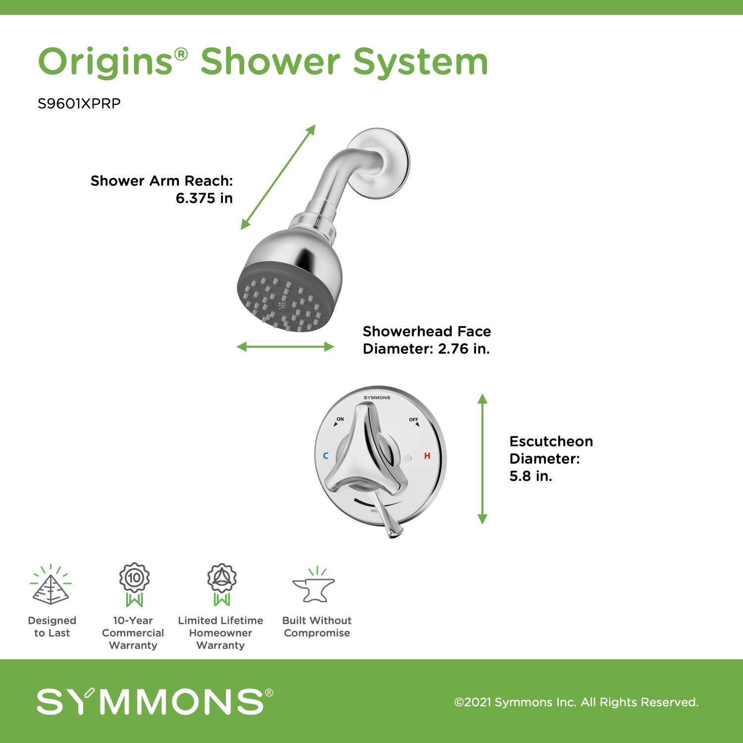 slide 3 of 5, Symmons Origins Polished Chrome 2.75-in Built-In Shower Faucet System ( Pressure-balanced Valve Included ), 1 ct