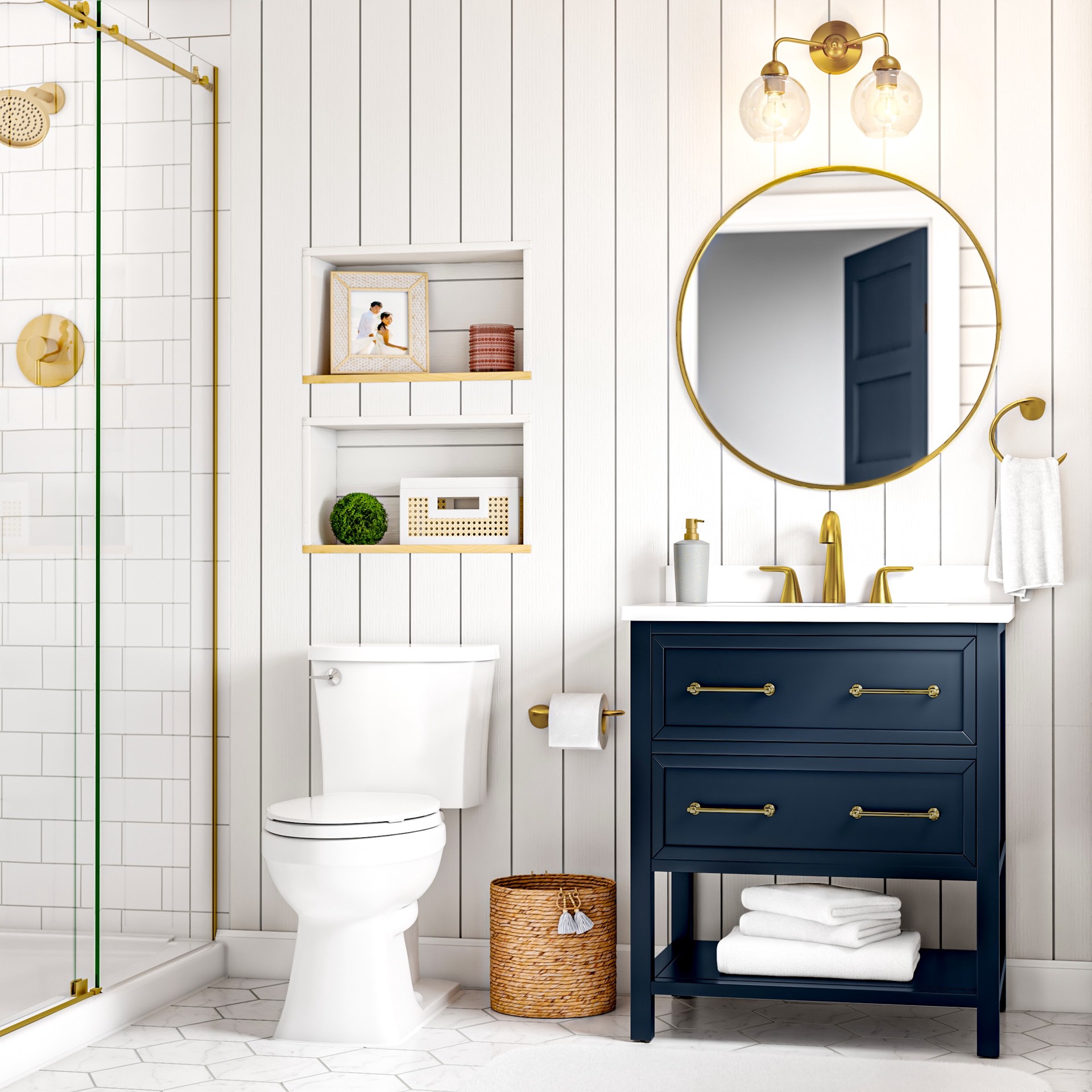 slide 5 of 6, Origin 21 Soren 15.75-in 2 Light Gold Transitional Bathroom Vanity light, 1 ct