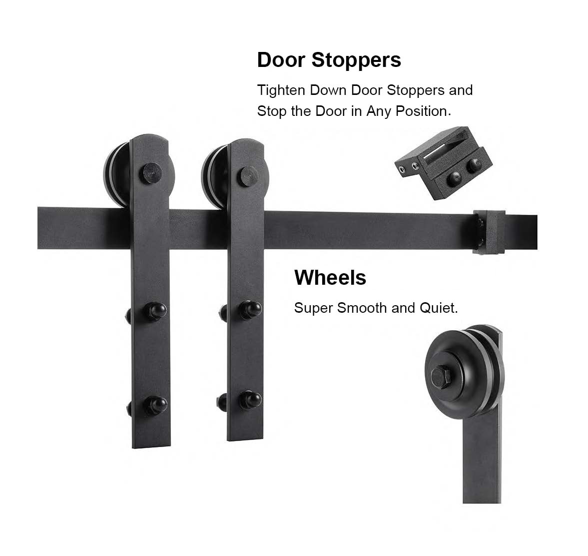 slide 2 of 6, RELIABILT 78-in Matte black Indoor I-strap Single Barn door hardware kit, 1 ct