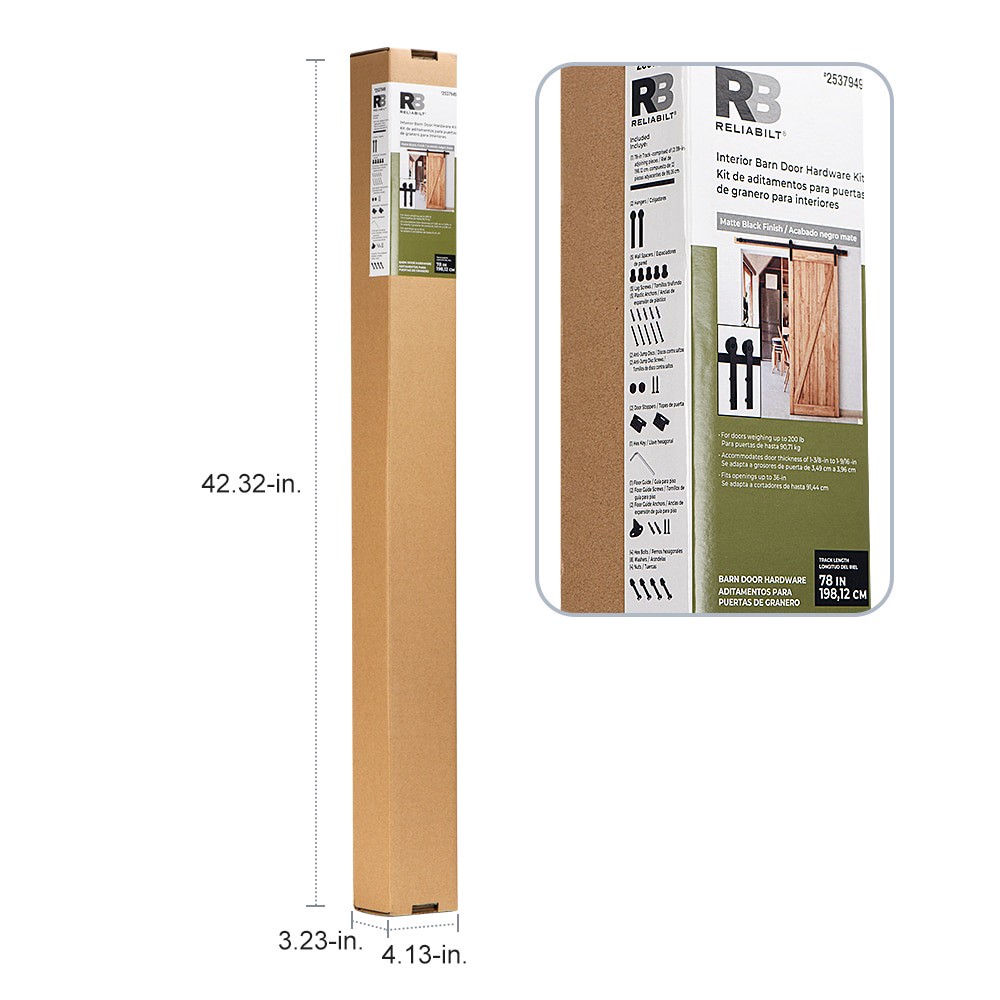 slide 6 of 6, RELIABILT 78-in Matte black Indoor I-strap Single Barn door hardware kit, 1 ct