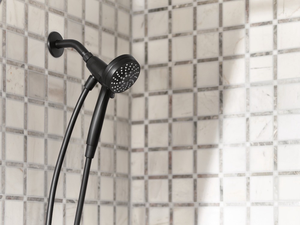 slide 2 of 6, Moen Engage 6.0 -Spray Matte Black 3.75-in Round Handheld Shower Head 2.5 GPM, 1 ct