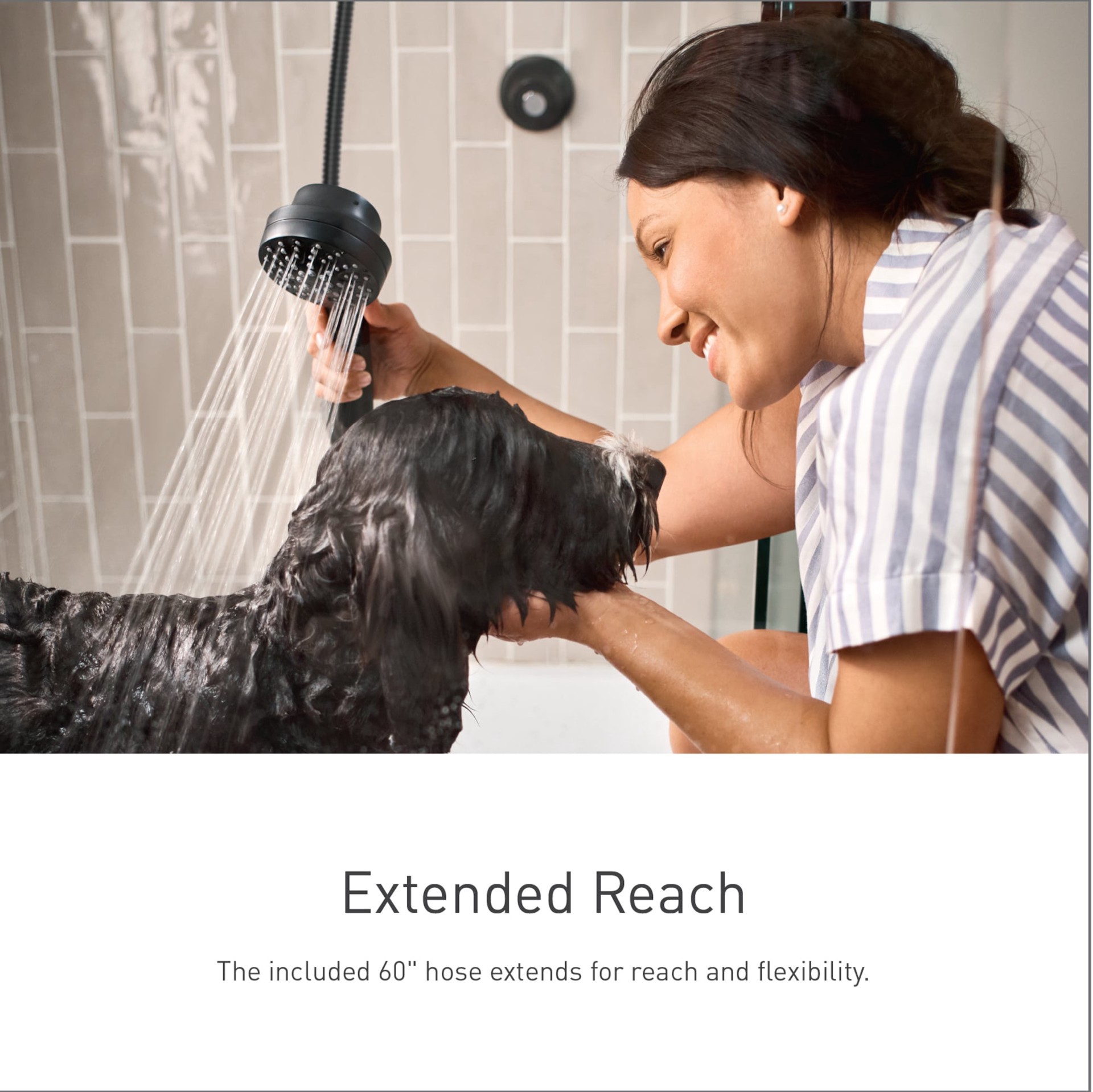 slide 4 of 6, Moen Engage 6.0 -Spray Matte Black 3.75-in Round Handheld Shower Head 2.5 GPM, 1 ct