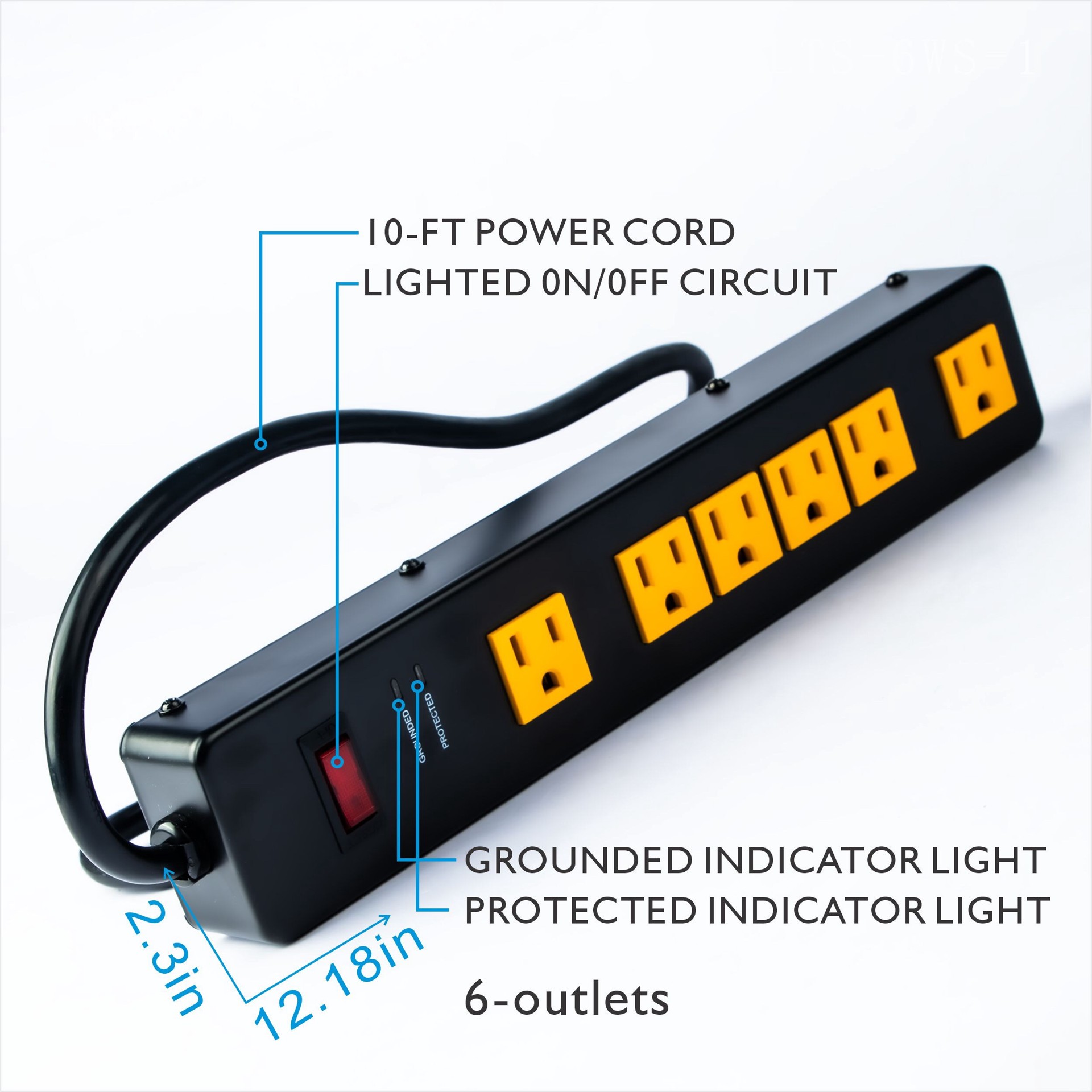 slide 6 of 6, Utilitech 9-3/4-ft 6 -Outlet Indoor Black Power Strip, 1 ct