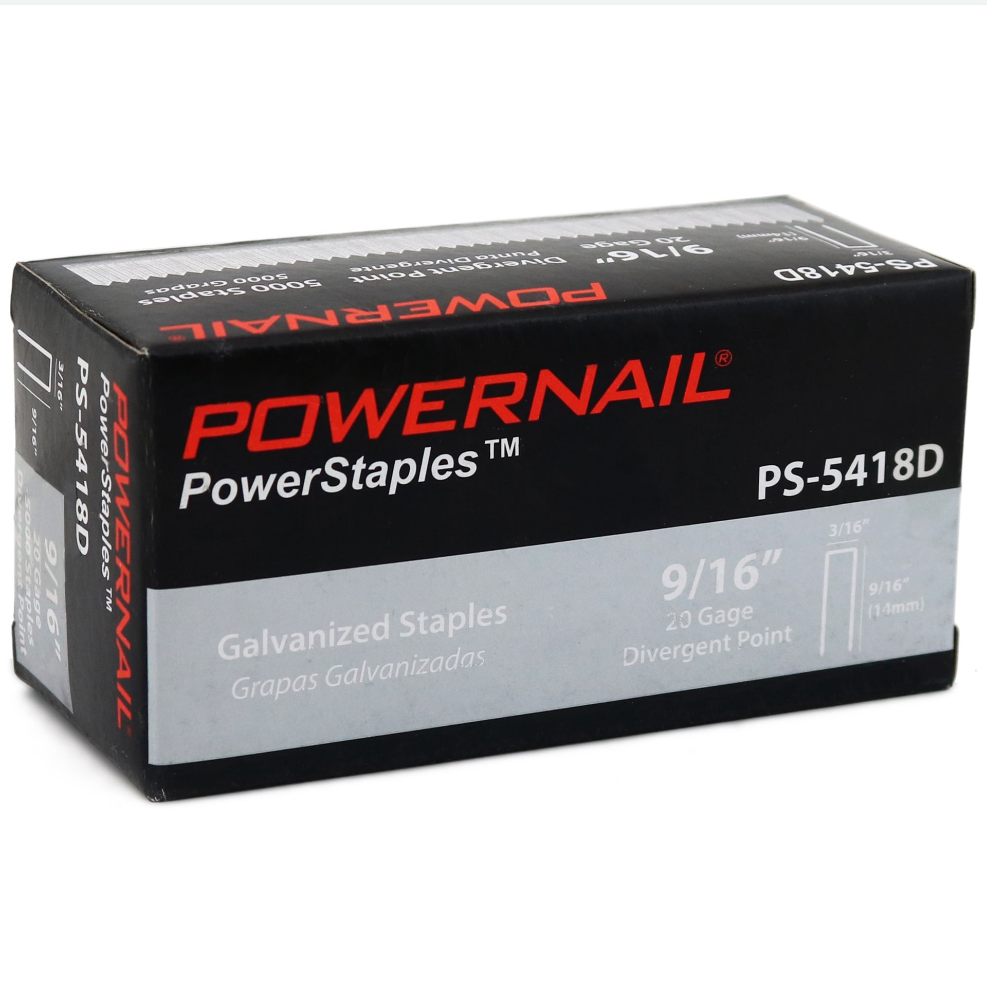 slide 6 of 6, Powernail 9/16-in Leg x 3/16-in 20 -Gauge Tacking staples 5000 -Per Box, 1 ct