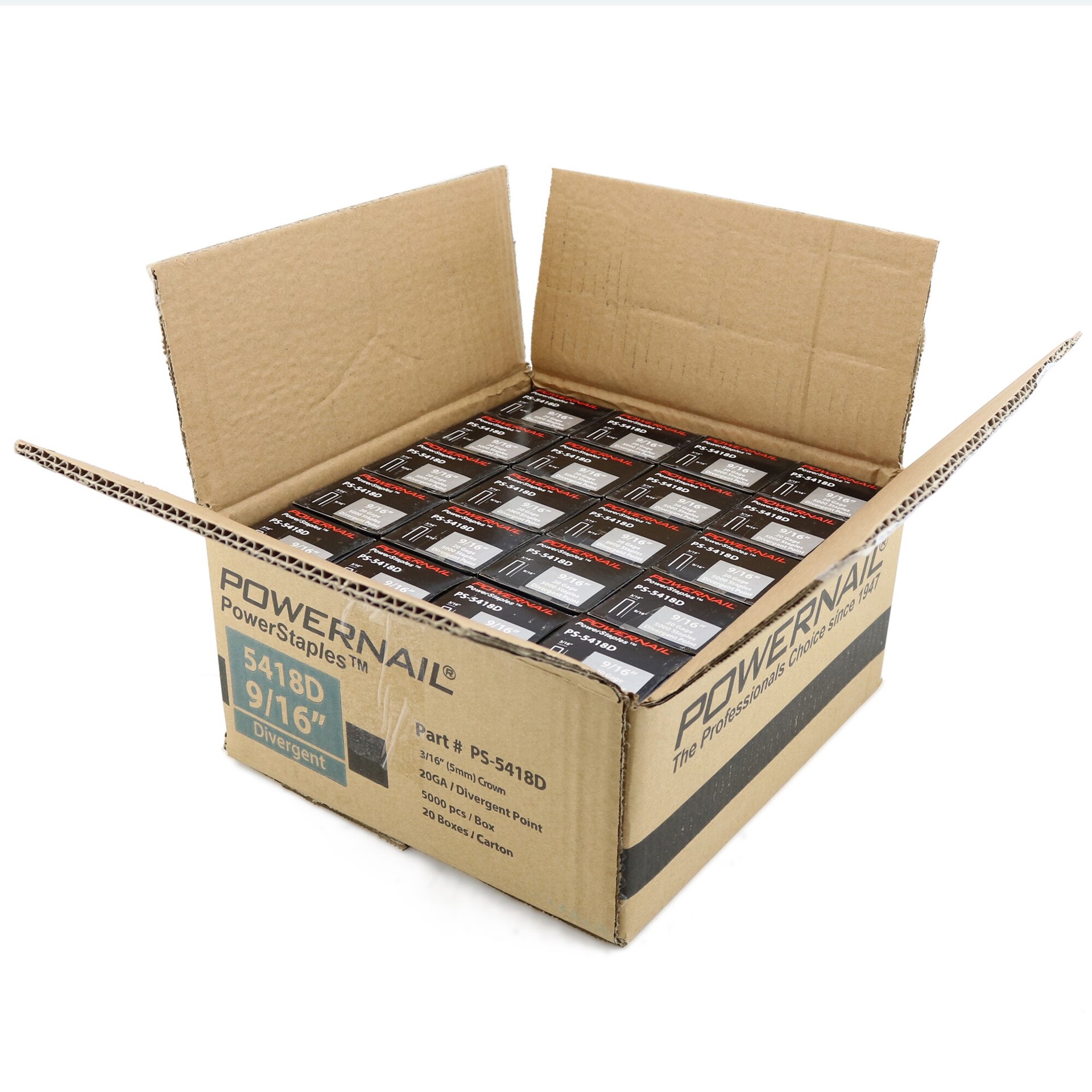 slide 4 of 6, Powernail 9/16-in Leg x 3/16-in 20 -Gauge Tacking staples 5000 -Per Box, 1 ct