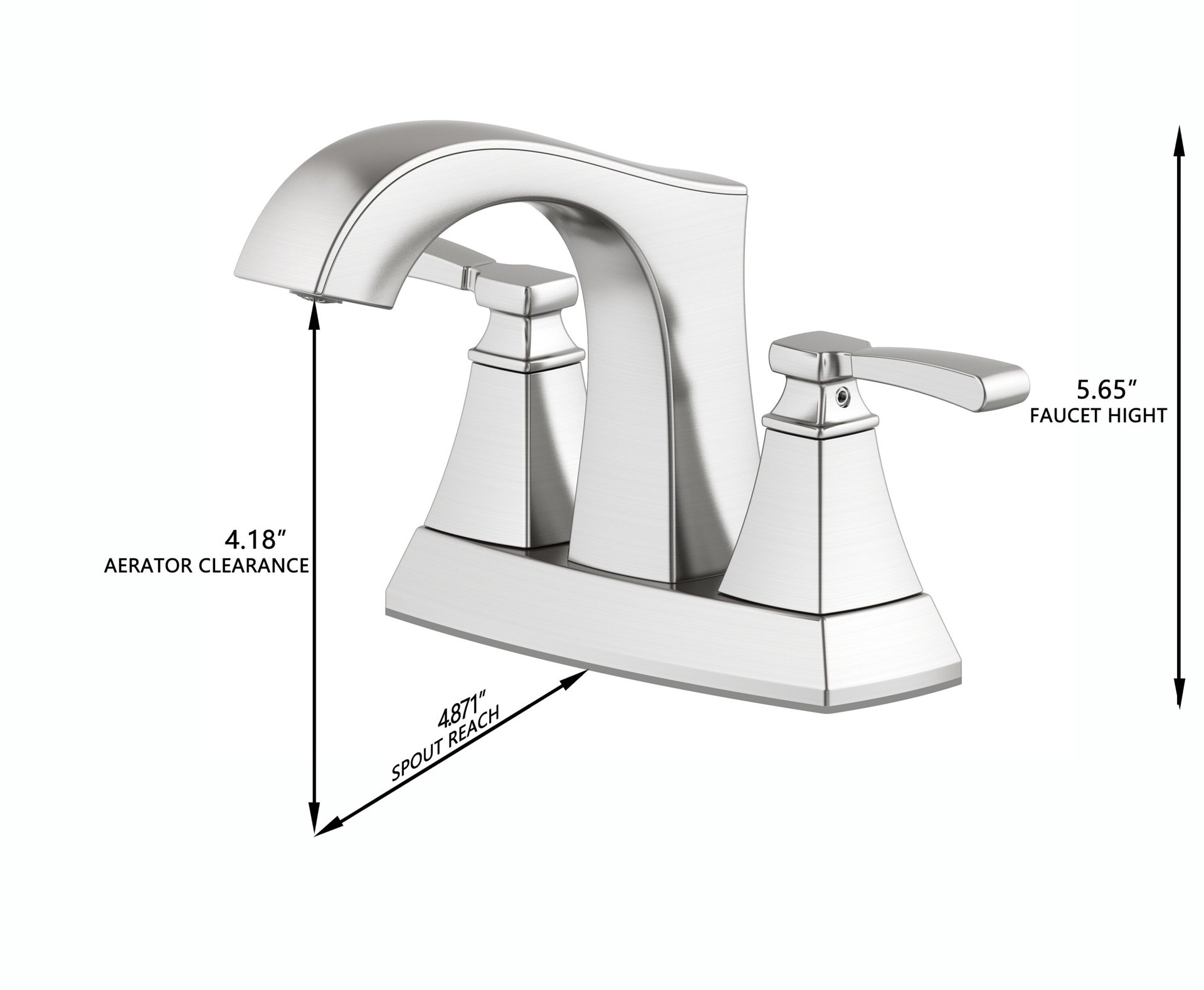 slide 6 of 6, allen + roth Chesler Brushed Nickel 4-in centerset 2-handle WaterSense Mid-arc Residential Handle Bathroom Sink Faucet with Drain with Deck Plate, 1 ct