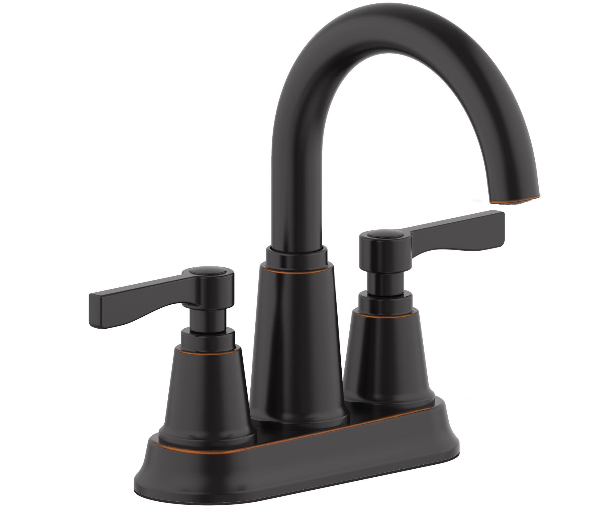 slide 4 of 6, allen + roth Townley Oil Rubbed Bronze 4-in centerset 2-handle WaterSense High-arc Residential Handle Bathroom Sink Faucet with Drain with Deck Plate, 1 ct
