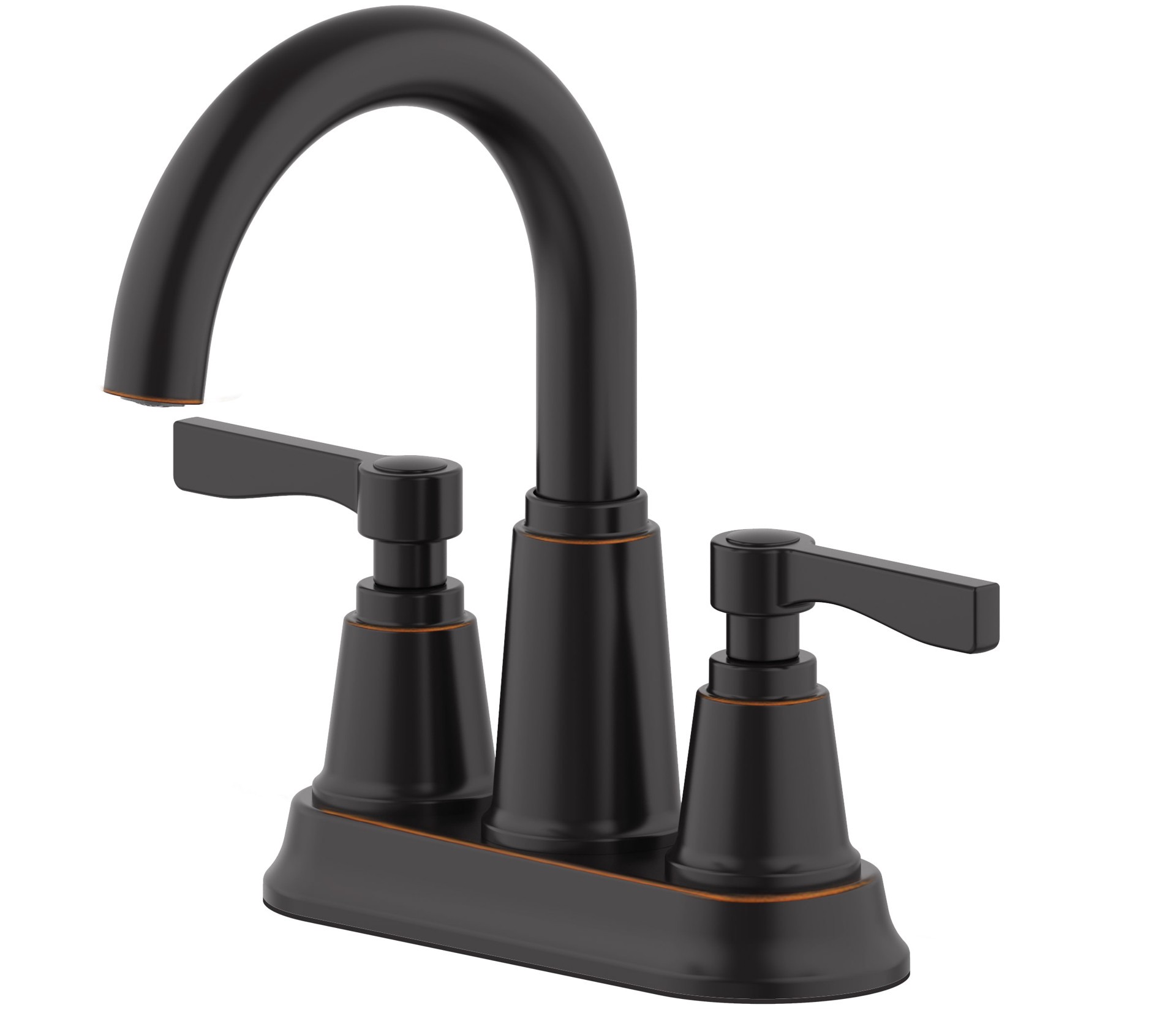 slide 6 of 6, allen + roth Townley Oil Rubbed Bronze 4-in centerset 2-handle WaterSense High-arc Residential Handle Bathroom Sink Faucet with Drain with Deck Plate, 1 ct