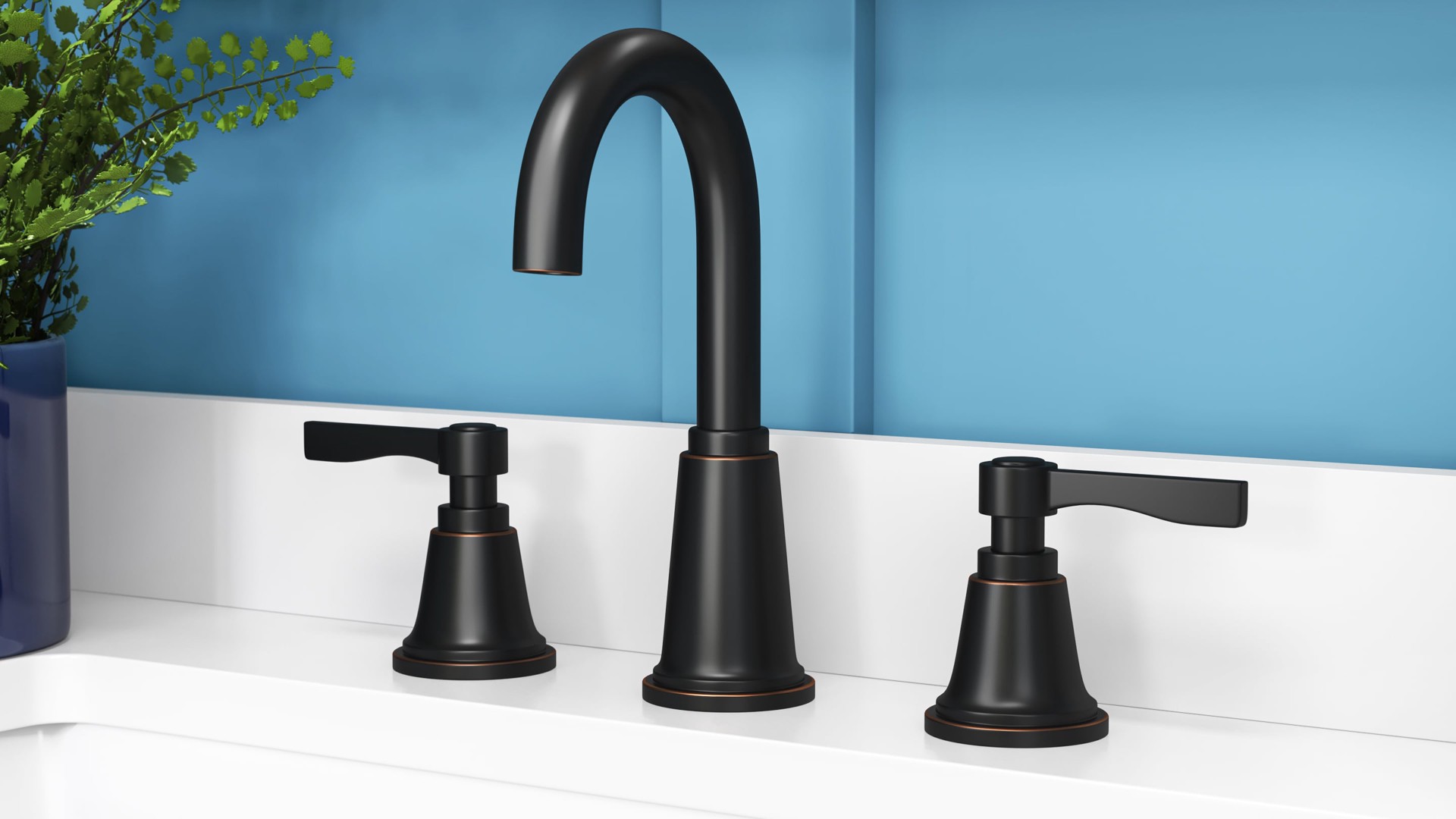 slide 5 of 6, allen + roth Townley Oil Rubbed Bronze Widespread 2-handle WaterSense High-arc Residential Handle Bathroom Sink Faucet with Drain, 1 ct