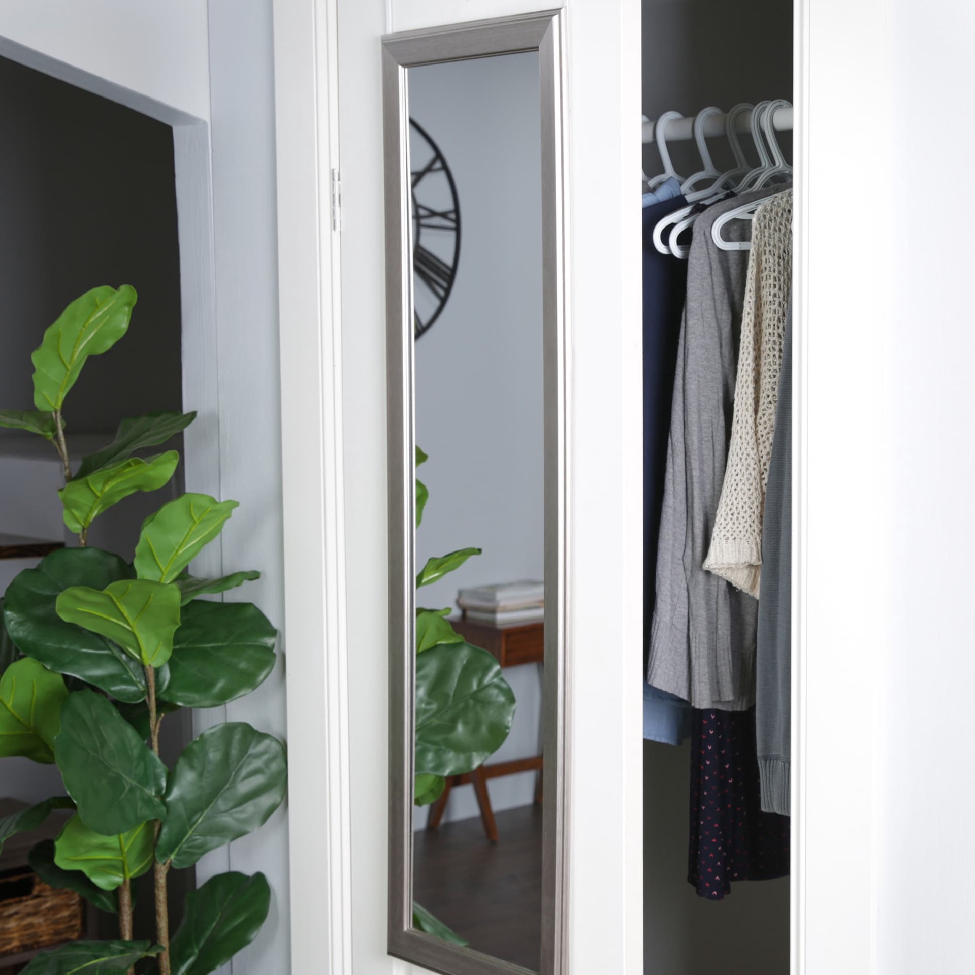 slide 2 of 6, Style Selections 15.5-in W x 51.5-in H Rectangle Silver Framed Full Length Door Mirror, 1 ct