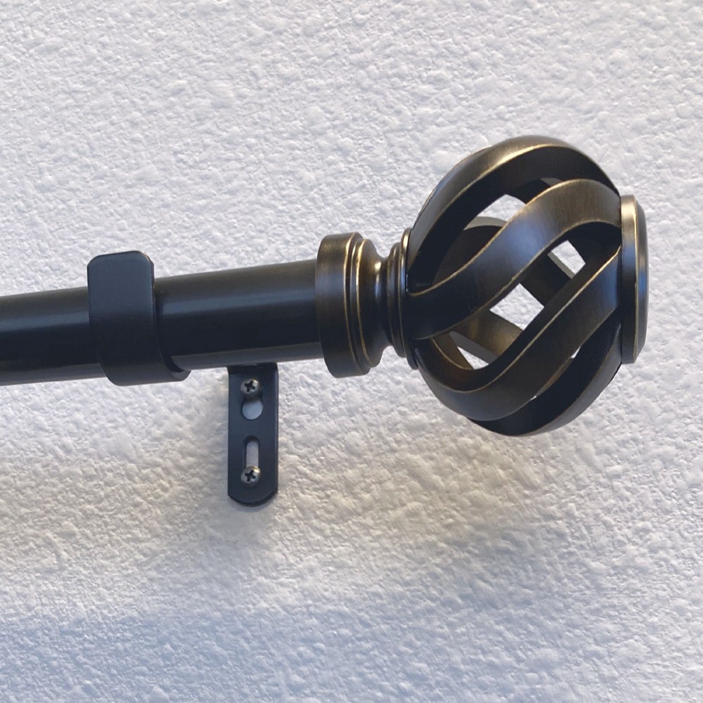 slide 4 of 6, allen + roth 36-in to 72-in Gloss Venetian Gold Steel Single Curtain Rod with Finials, 1 ct