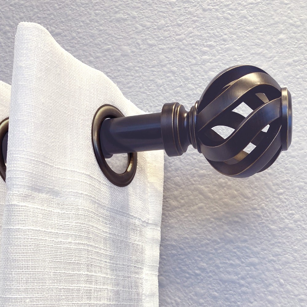 slide 5 of 6, allen + roth 36-in to 72-in Gloss Venetian Gold Steel Single Curtain Rod with Finials, 1 ct