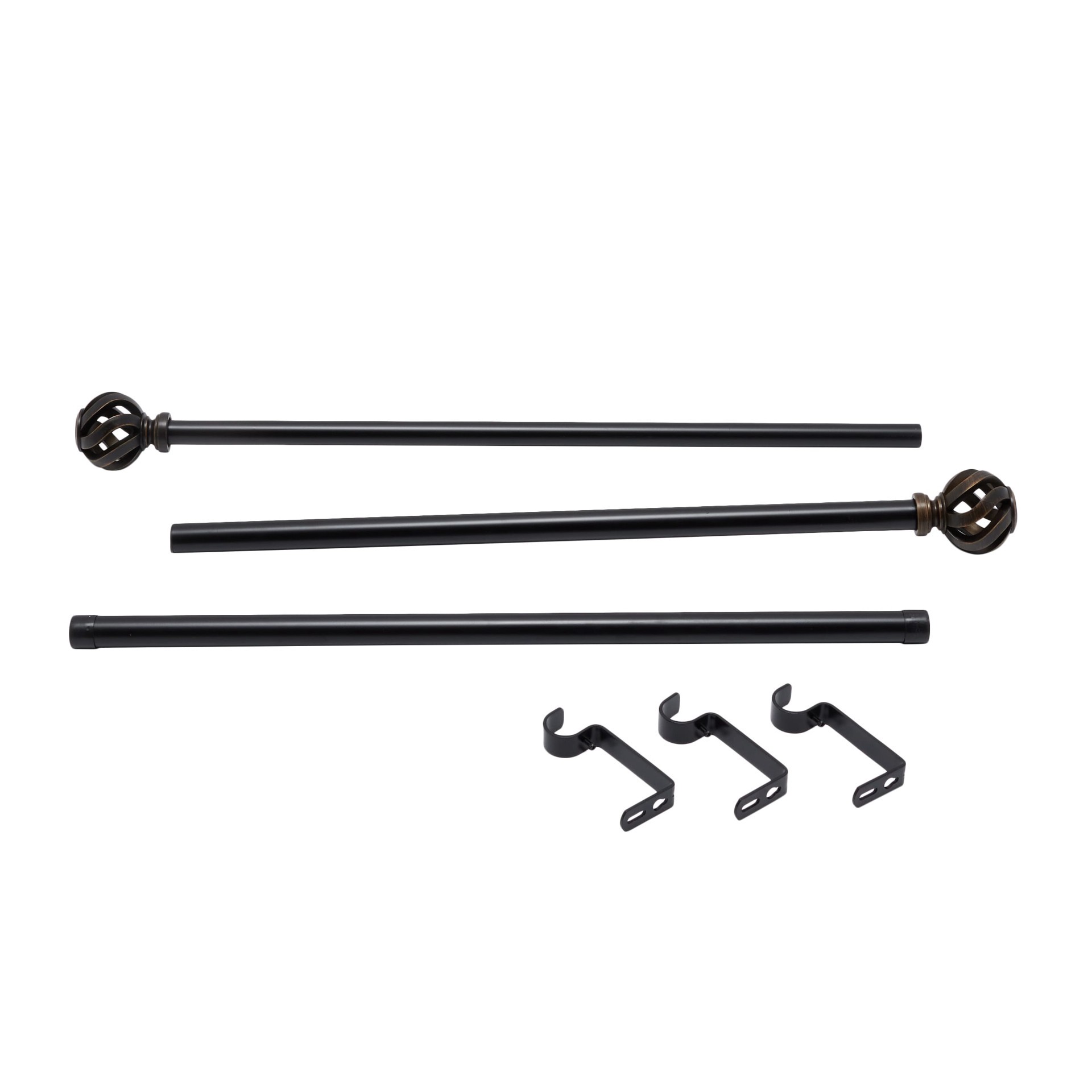 slide 1 of 6, allen + roth 36-in to 72-in Gloss Venetian Gold Steel Single Curtain Rod with Finials, 1 ct