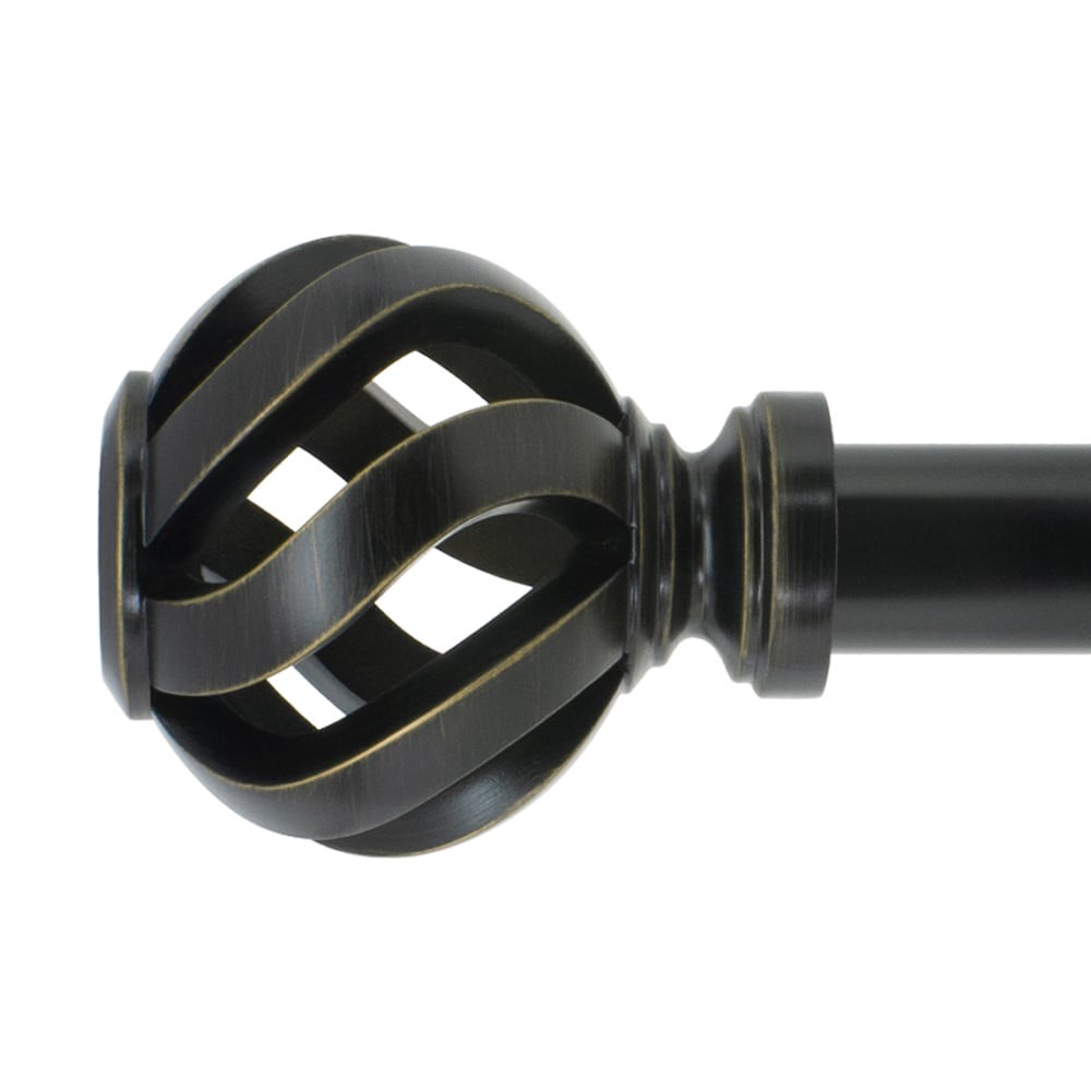 slide 1 of 5, allen + roth 72-in to 144-in Gloss Venetian Gold Steel Single Curtain Rod with Finials, 1 ct