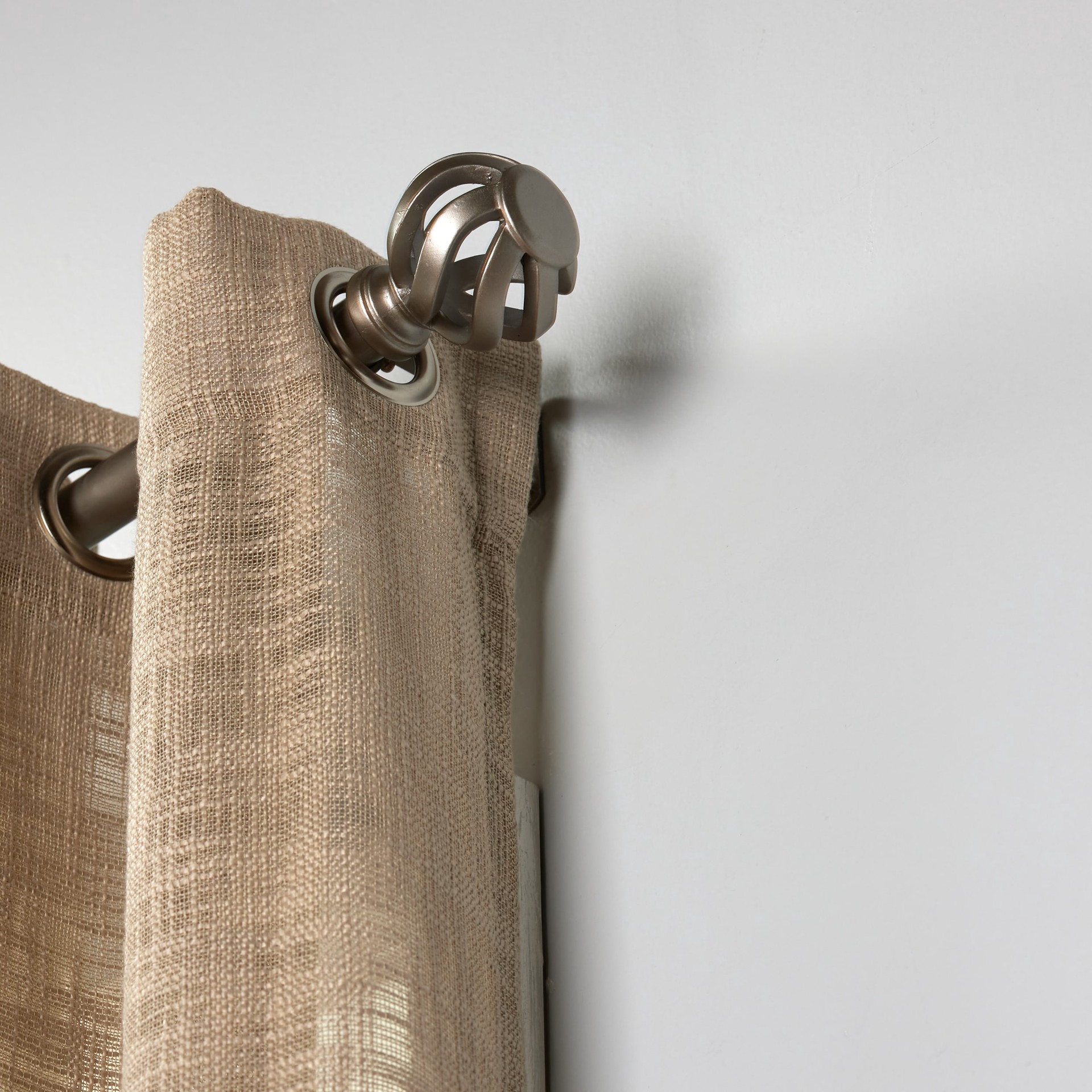 slide 3 of 6, allen + roth 36-in to 72-in Pewter Steel Side Single Curtain Rod with Finials, 1 ct