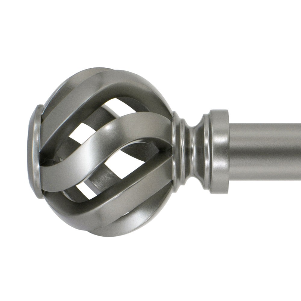 slide 1 of 5, allen + roth 72-in to 144-in Pewter Steel Single Curtain Rod with Finials, 1 ct