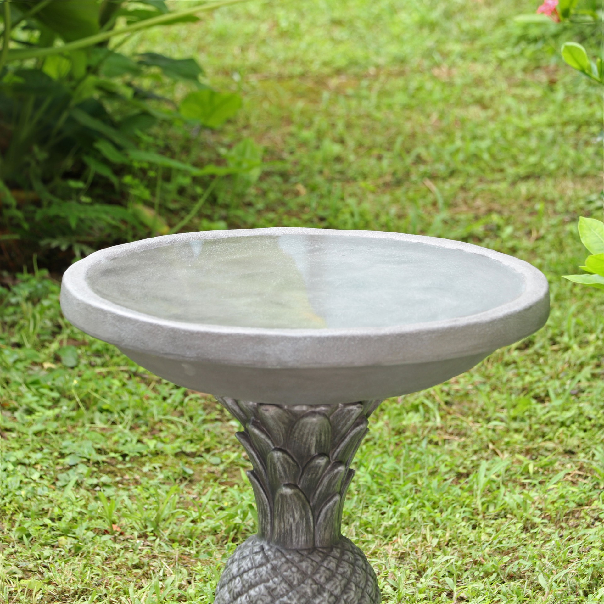 slide 6 of 6, Style Selections Pineapple 20-in H Gray Plastic Complete birdbath, 1 ct