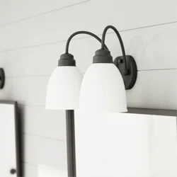 Project Source Wynfield 12.32-in 2 Light Matte Black Traditional Bathroom Vanity light