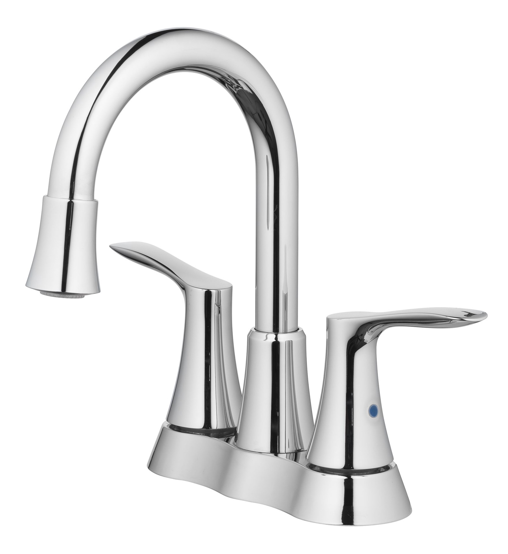 slide 1 of 6, allen + roth Brookes Chrome 4-in centerset 2-handle WaterSense High-arc Residential Handle Bathroom Sink Faucet with Drain, 1 ct