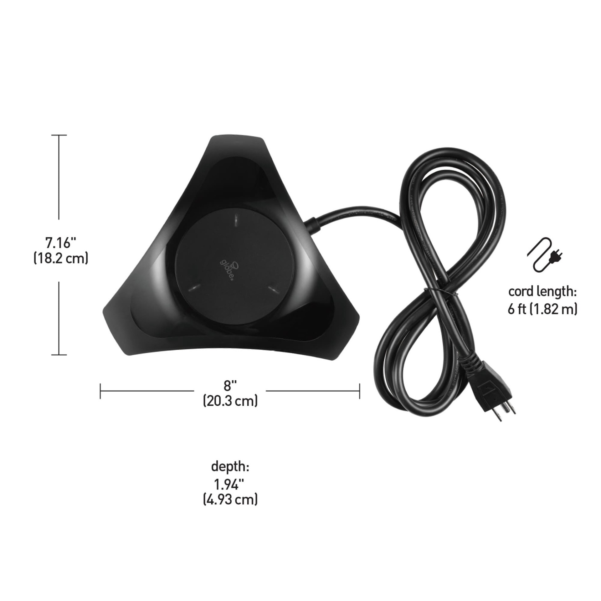 slide 6 of 6, Globe Electric 6-ft 2 -Outlet 450 Joules 1875 -Watts Black Indoor Various receptacles Surge Protector, 1 ct