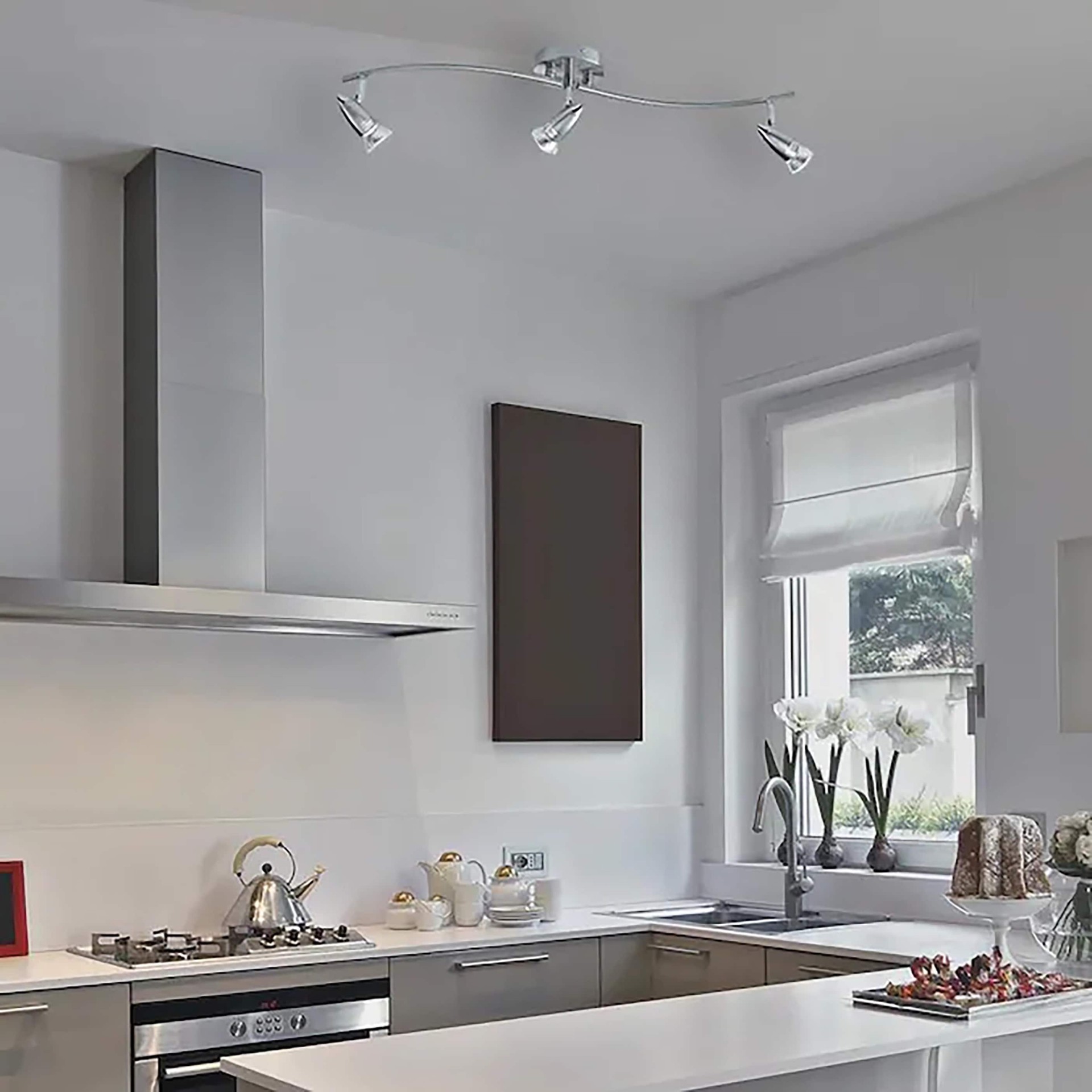 slide 4 of 6, allen + roth 26.5-in 3 -Light Brushed nickel GU10 pin base Modern/contemporary Track Bar, 1 ct