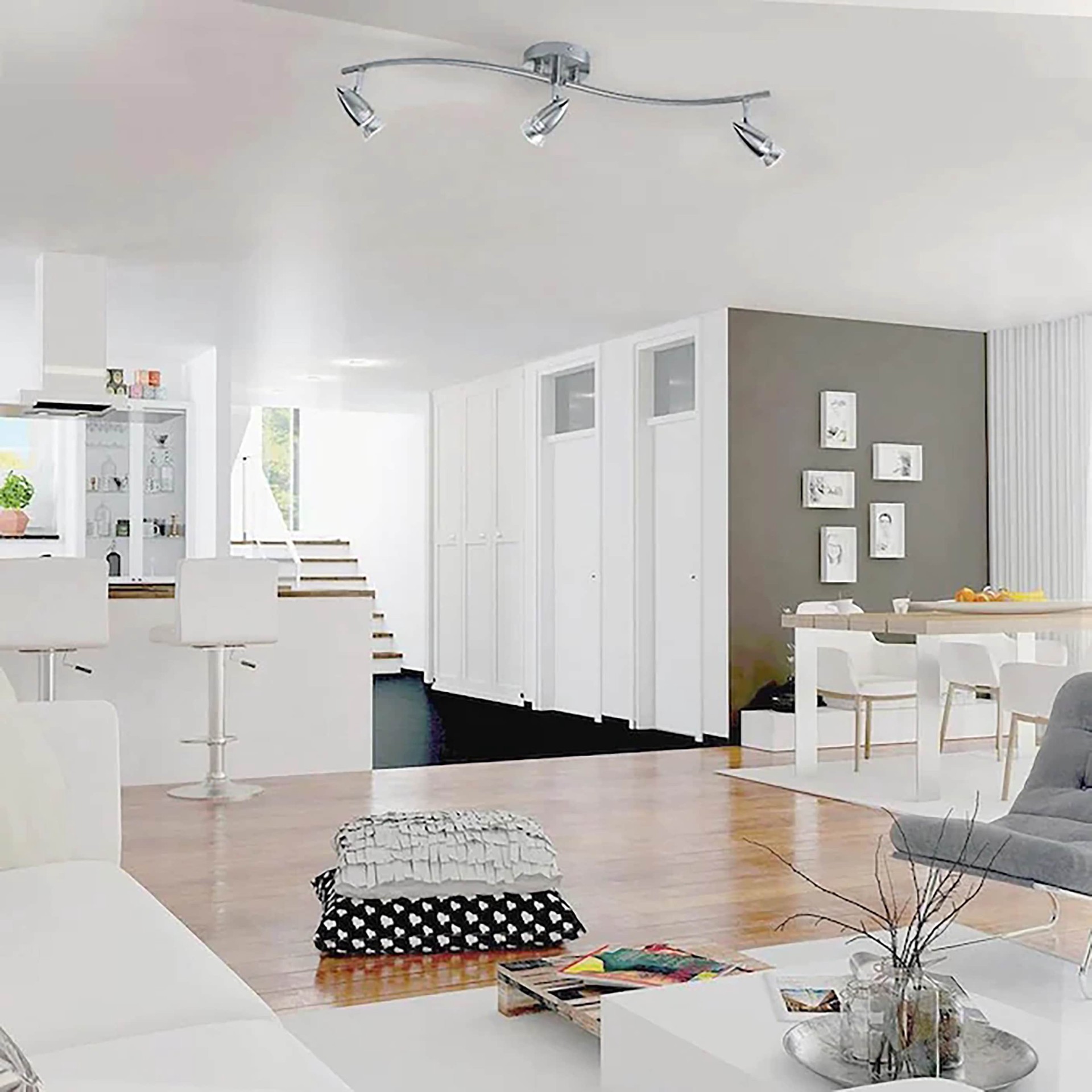 slide 6 of 6, allen + roth 26.5-in 3 -Light Brushed nickel GU10 pin base Modern/contemporary Track Bar, 1 ct