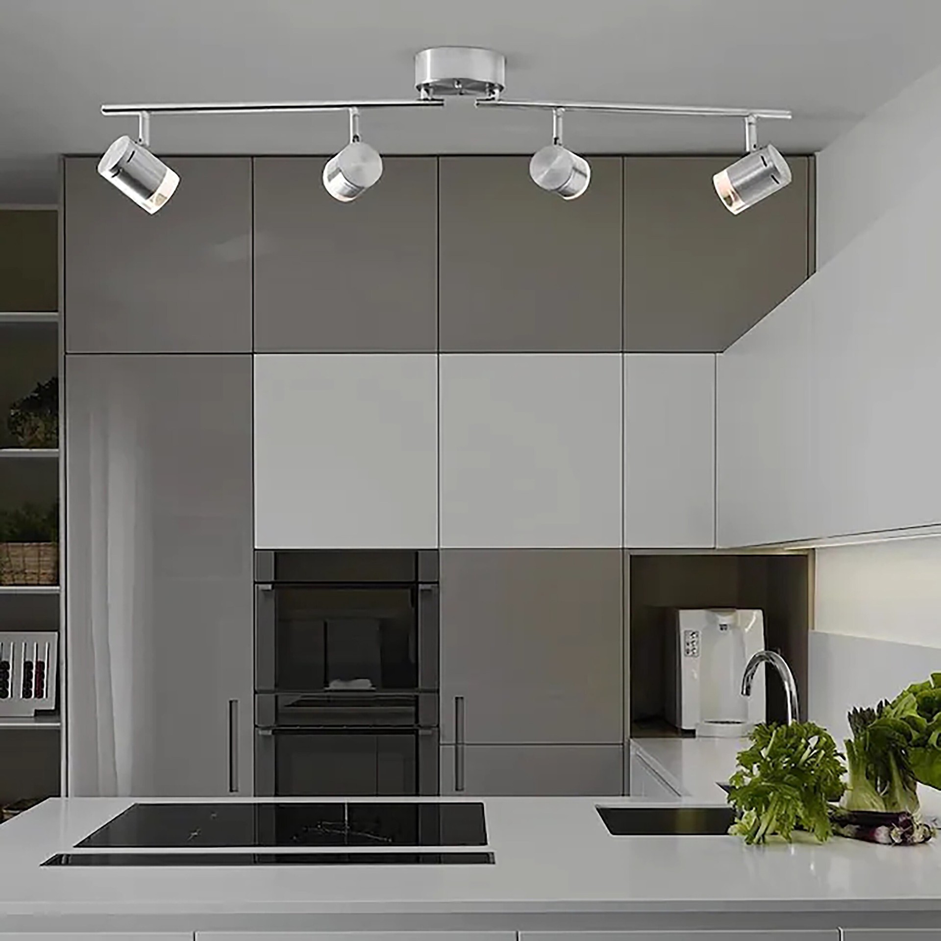 slide 4 of 4, allen + roth 29.6-in 4 -Light Brushed nickel dimmable Integrated Modern/contemporary Track Bar, 1 ct