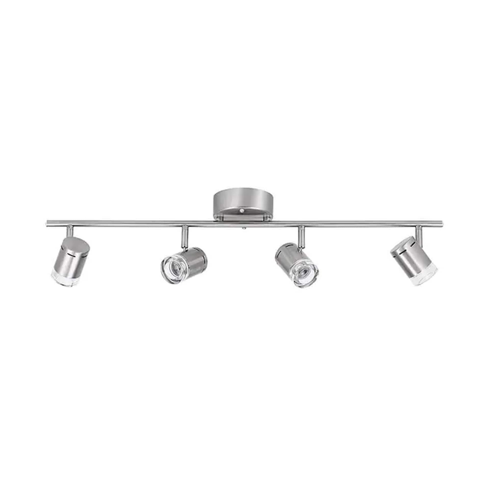 slide 1 of 4, allen + roth 29.6-in 4 -Light Brushed nickel dimmable Integrated Modern/contemporary Track Bar, 1 ct