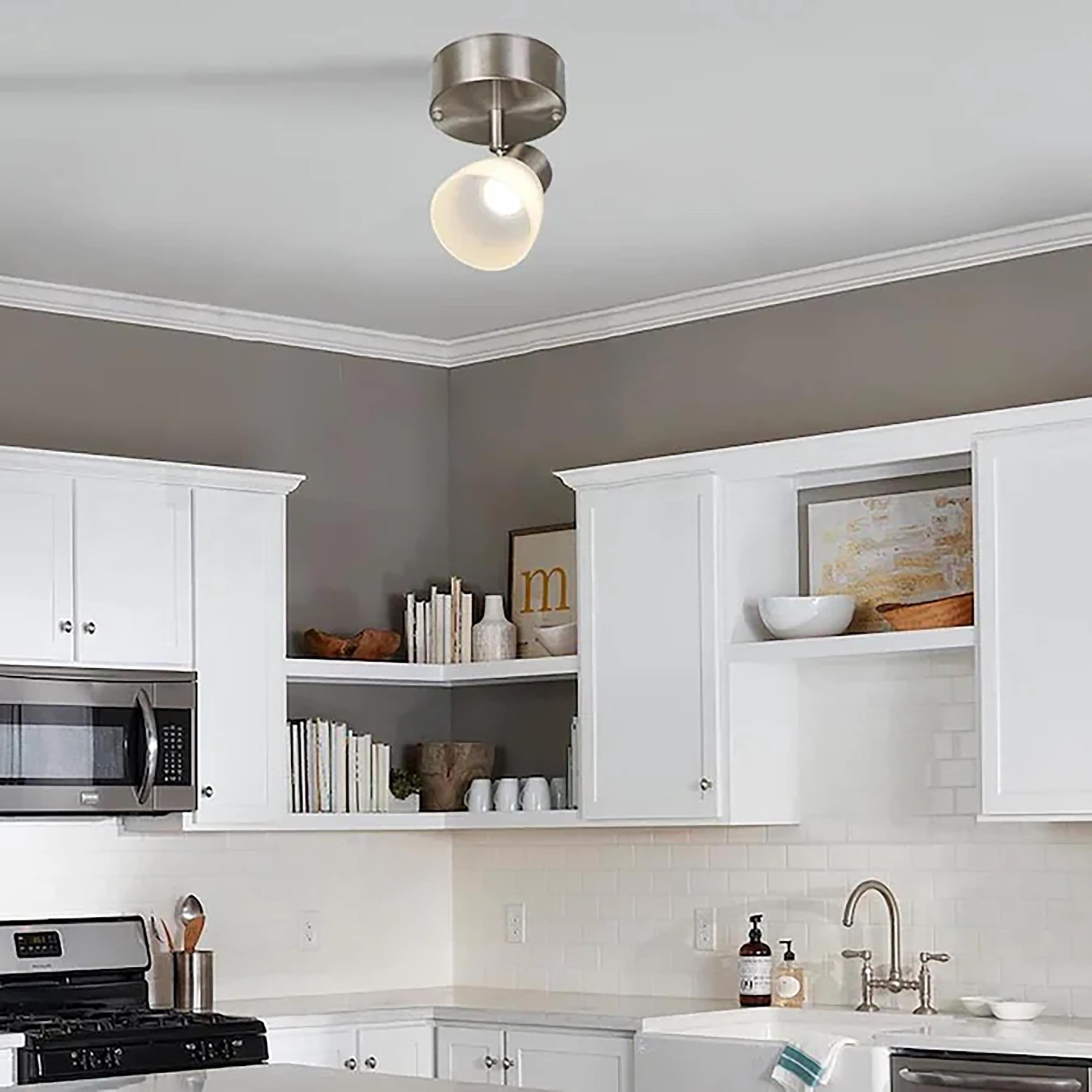 slide 4 of 6, allen + roth 4.53-in 1 -Light Brushed nickel dimmable Integrated Modern/contemporary Track Bar, 1 ct