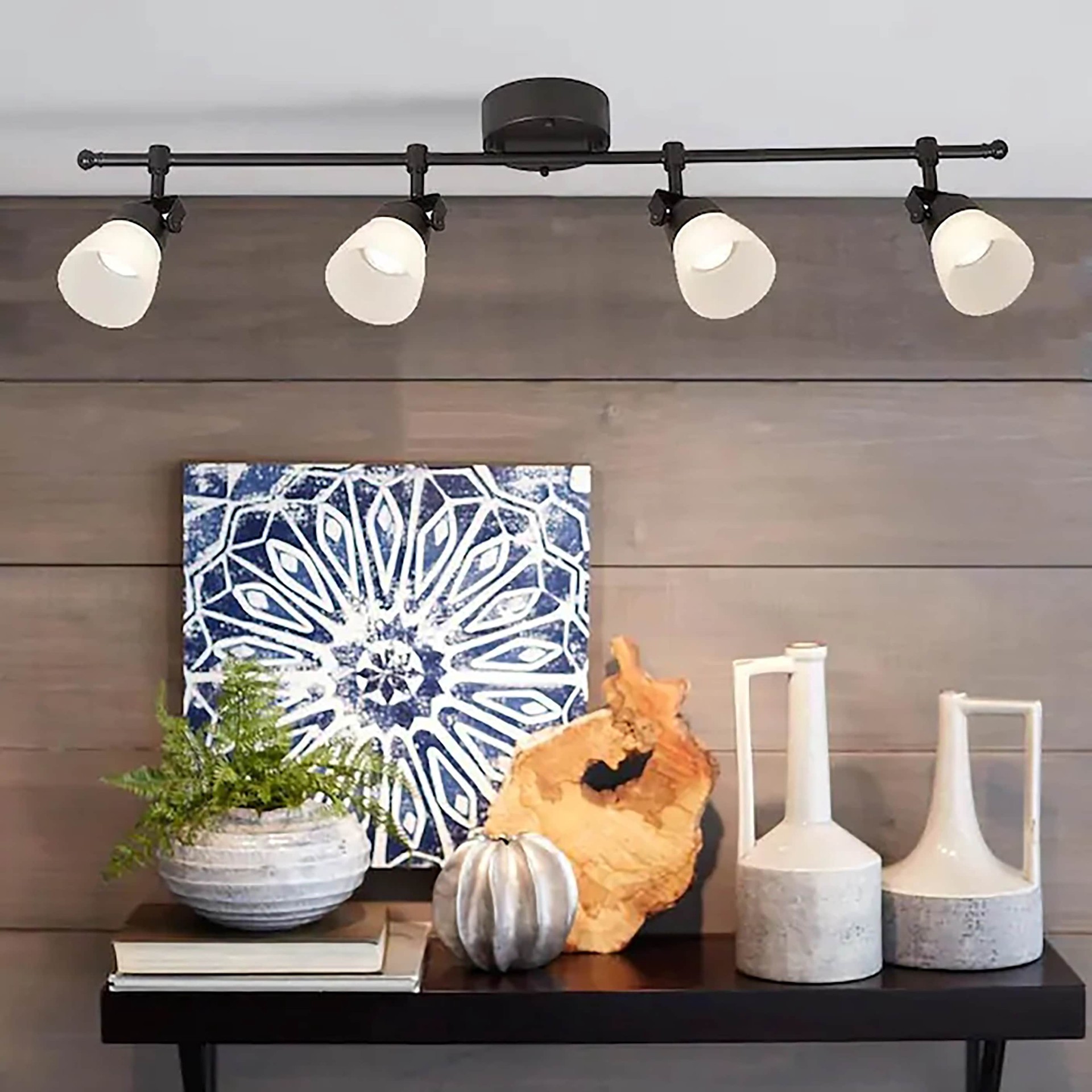 slide 4 of 6, allen + roth 32.99-in 4 -Light Bronze dimmable Integrated Modern/contemporary Track Bar, 1 ct